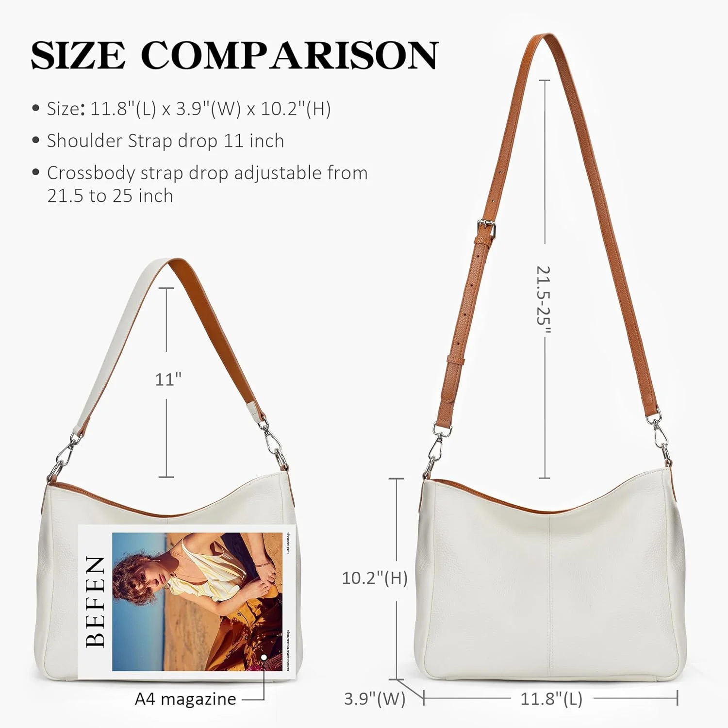 کیف های دستی چرمی اصل زنانه befen، کیف دوشی زنانه، کیف کراس بادی با 2 بند شانه