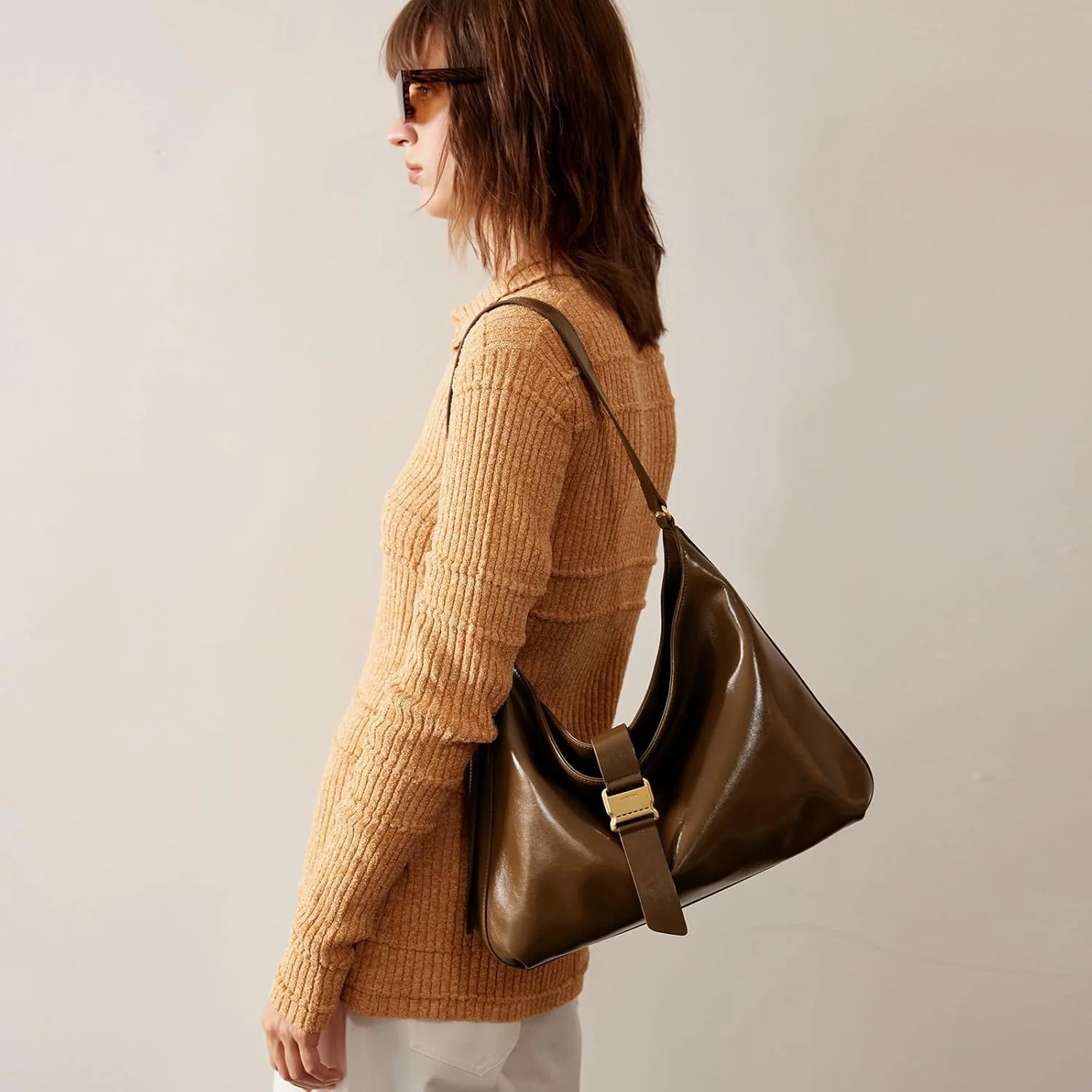 کیف دستی چرمی زنانه LA FESTIN، کیف بزرگ مناسب کار، کیف دوشی با بند قابل تنظیم، کیف مسافرتی شیک