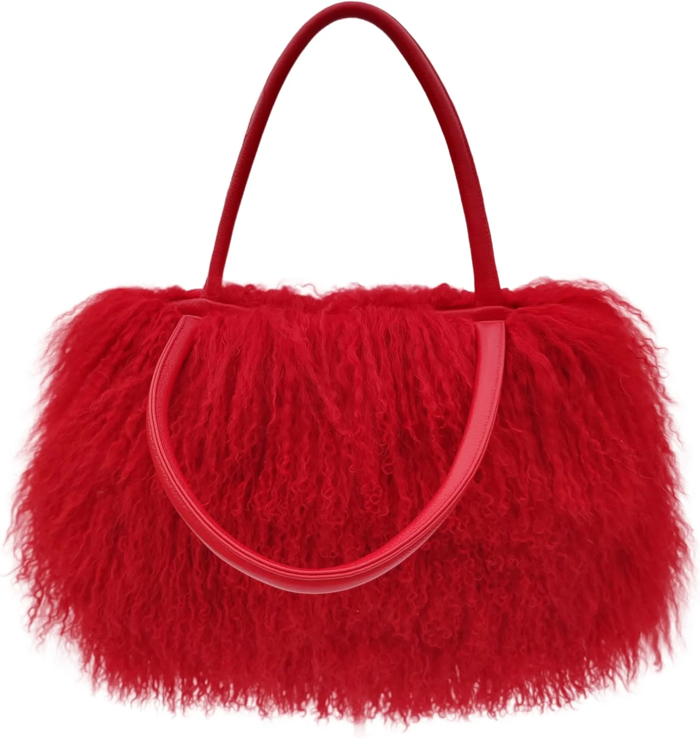 کیف دستی زنانه لوکس پشمی و چرم طبیعی با دسته چرمی