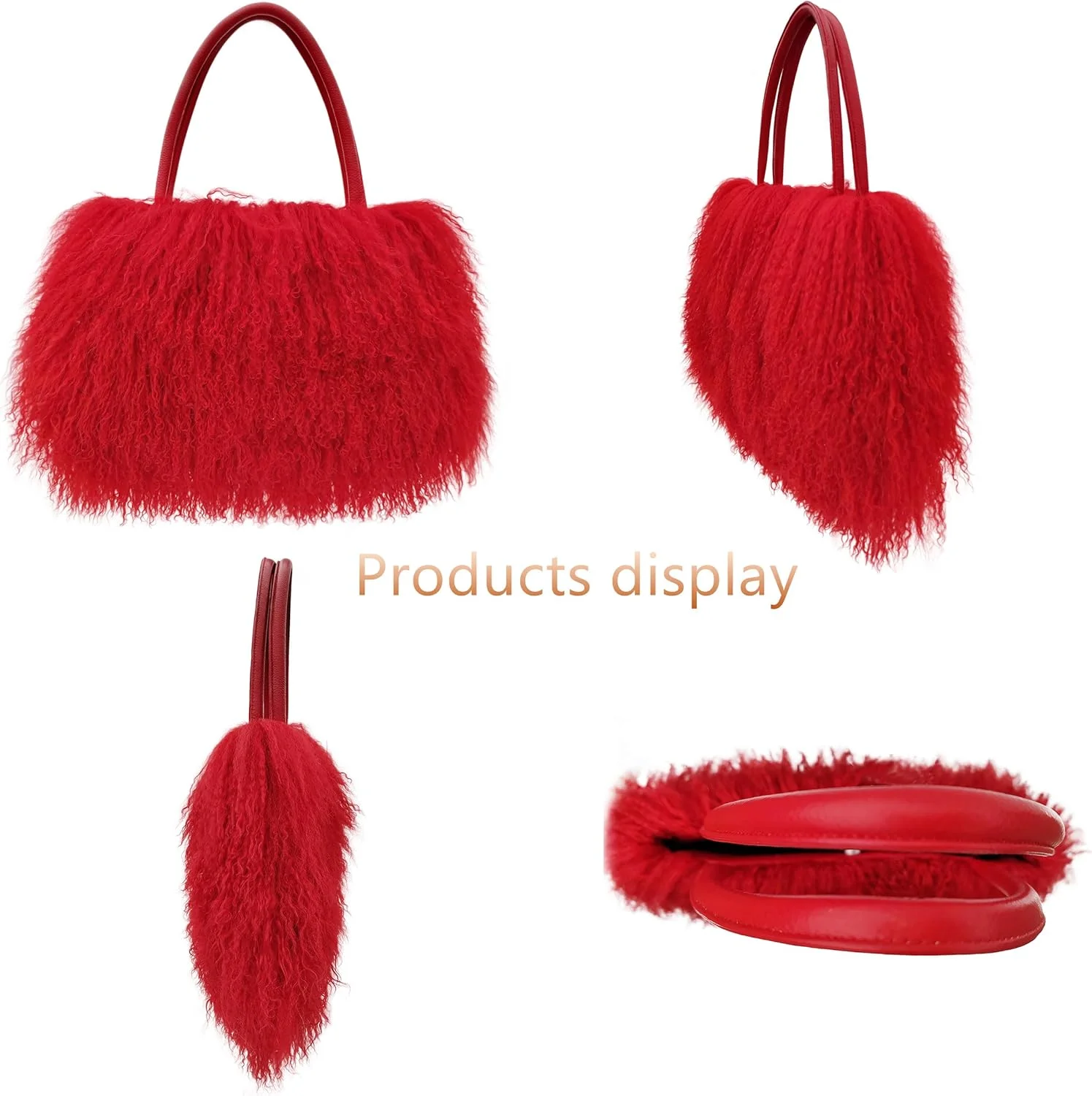 کیف دستی زنانه لوکس پشمی و چرم طبیعی با دسته چرمی