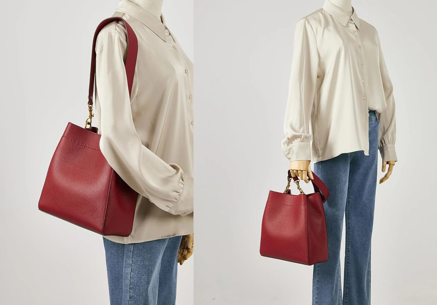 کیف دوشی و دستی چرمی زنانه DORIS&JACKY، سایز متوسط، کیف دوشی و دستی مدل Hobo