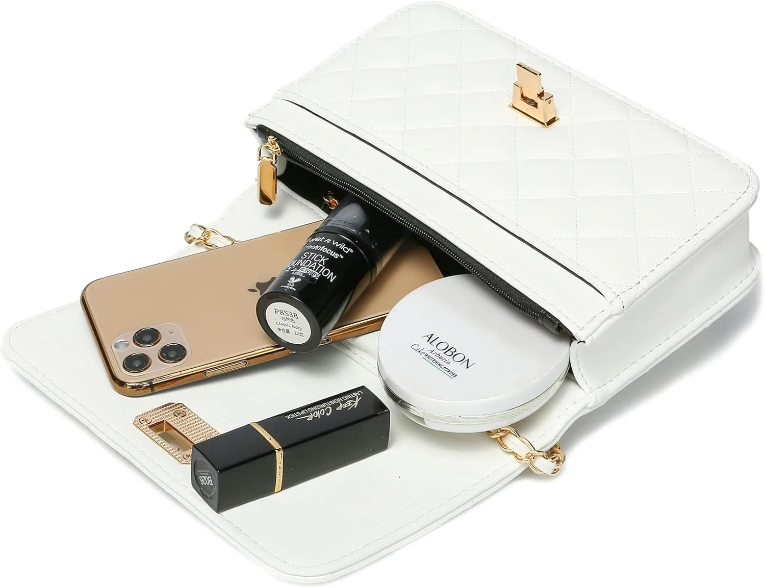 کیف دوشی زنانه، کیف کراس بادی طرح دار، کیف زنجیری چرمی