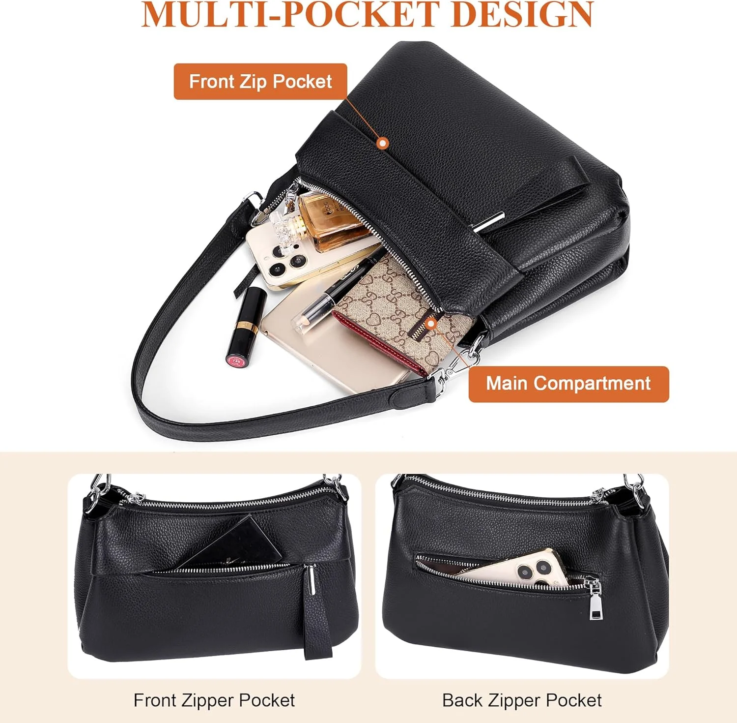 کیف دستی چرمی زنانه Over Earth، کیف دوشی کوچک مدل Hobo، کیف کراس بادی زنانه