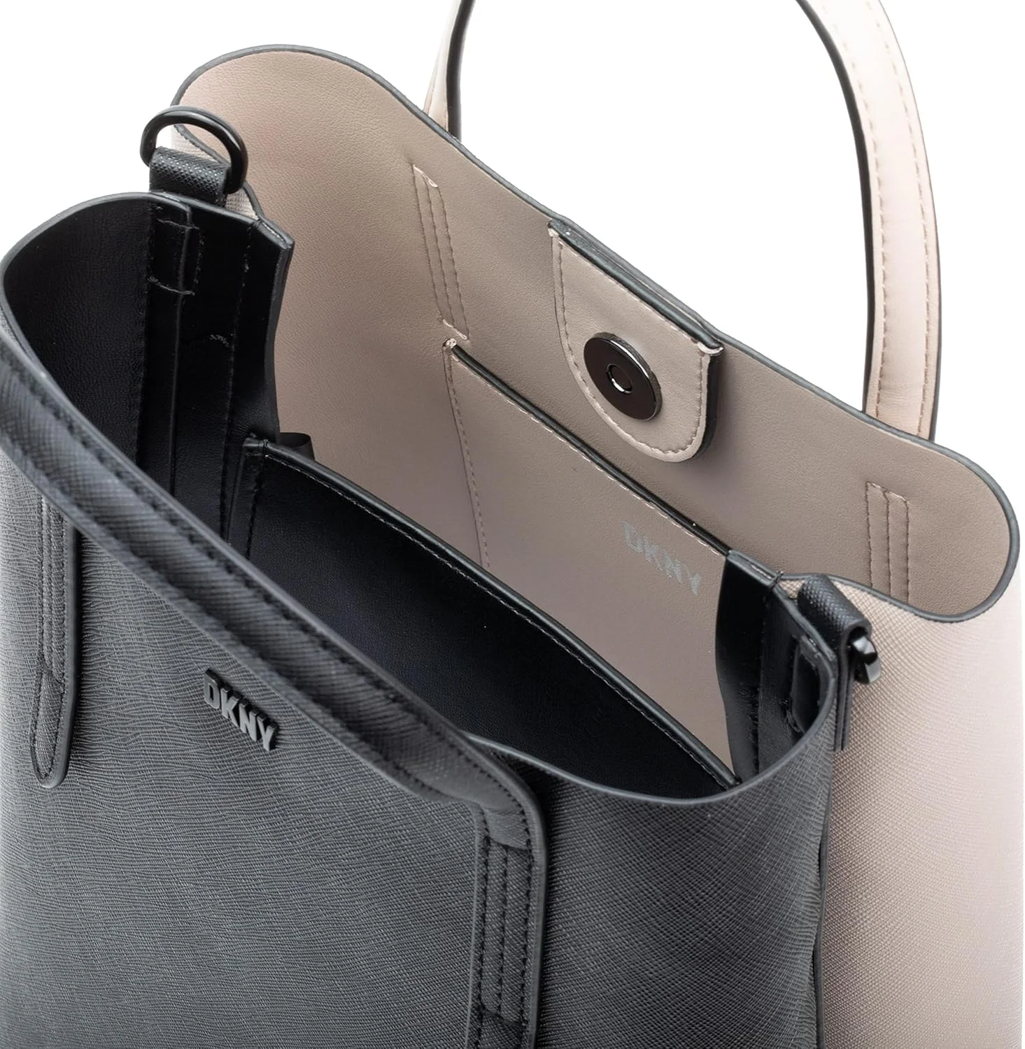 کیف دستی زنانه DKNY مدل INES، رنگ مشکی/توفی روشن، R22AZS60، R22azs60-y9h-medium کیف دستی زنانه DKNY مدل INES، رنگ مشکی/توفی روشن، R22AZS60، R22azs60-y9h-medium