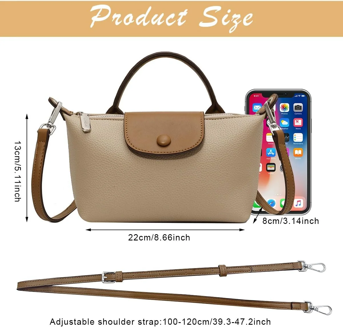 کیف دوشی چرم مصنوعی مد روز با بند شانه قابل جدا شدن، کیف دستی شیک مجلسی، کیف دوشی کوچک، کیف مسنجر مدل Hobo، قهوه ای کیف دوشی چرم مصنوعی مد روز با بند شانه قابل جدا شدن، کیف دستی شیک مجلسی، کیف دوشی کوچک، کیف مسنجر مدل Hobo، قهوه ای