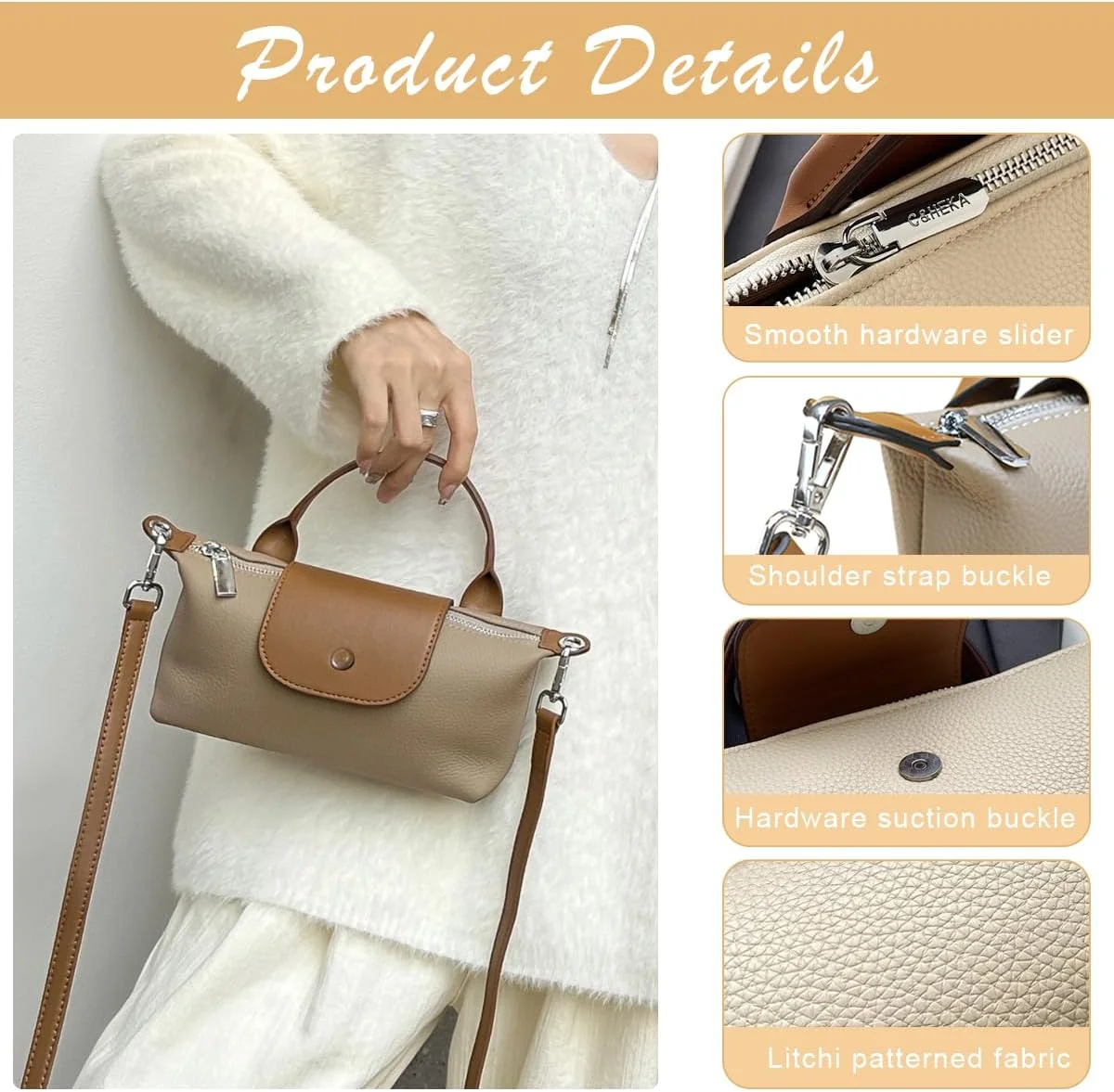 کیف دوشی چرم مصنوعی مد روز با بند شانه قابل جدا شدن، کیف دستی شیک مجلسی، کیف دوشی کوچک، کیف مسنجر مدل Hobo، قهوه ای کیف دوشی چرم مصنوعی مد روز با بند شانه قابل جدا شدن، کیف دستی شیک مجلسی، کیف دوشی کوچک، کیف مسنجر مدل Hobo، قهوه ای