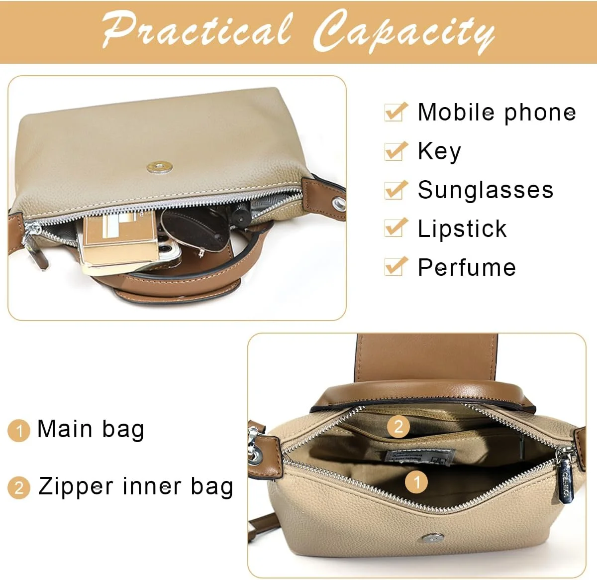 کیف دوشی چرم مصنوعی مد روز با بند شانه قابل جدا شدن، کیف دستی شیک مجلسی، کیف دوشی کوچک، کیف مسنجر مدل Hobo، قهوه ای کیف دوشی چرم مصنوعی مد روز با بند شانه قابل جدا شدن، کیف دستی شیک مجلسی، کیف دوشی کوچک، کیف مسنجر مدل Hobo، قهوه ای