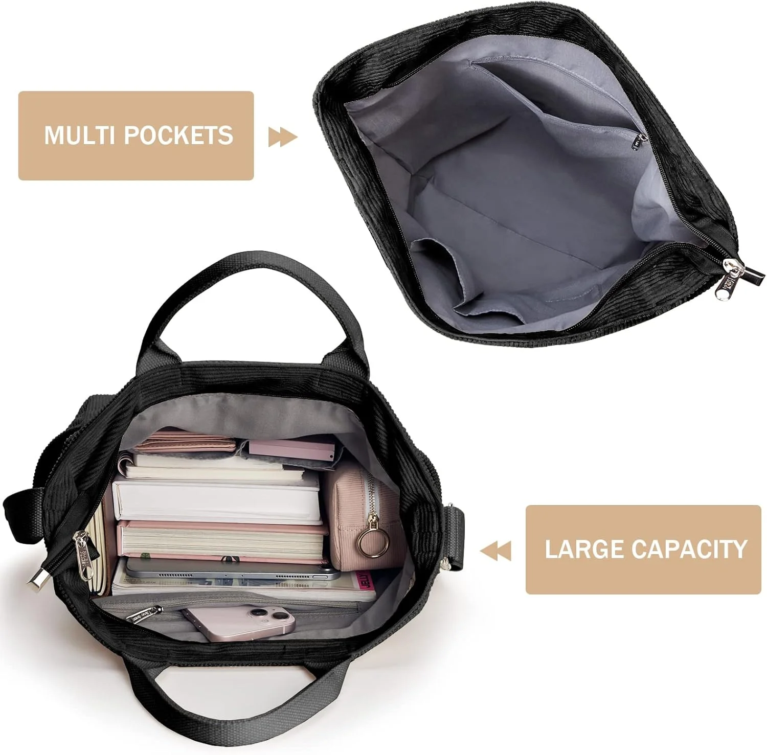 کیف دوشی مخمل کبریتی KALIDI، کیف پیام رسان زیپ دار، کیف دستی، کیف کراس بادی، مناسب کار، دانشگاه، خرید، بانوان