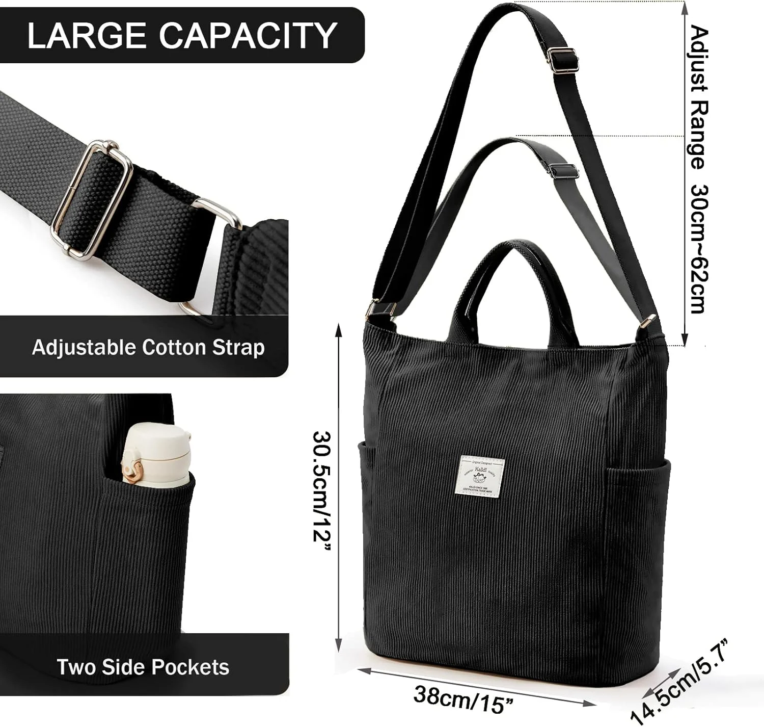 کیف دوشی مخمل کبریتی KALIDI، کیف پیام رسان زیپ دار، کیف دستی، کیف کراس بادی، مناسب کار، دانشگاه، خرید، بانوان