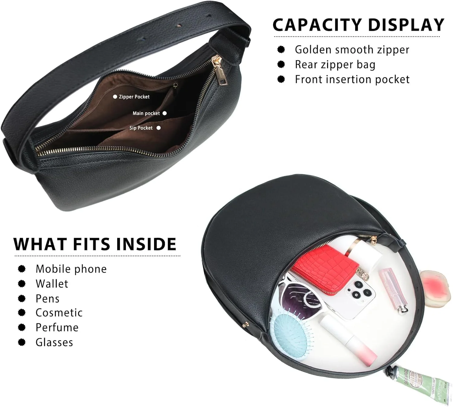 کیف دستی هلال شانه زنانه - کیف بزرگ جادار کراس بادی، کیف هلال مد روز با بند قابل تنظیم، کیف دستی شیک برای استفاده روزمره
