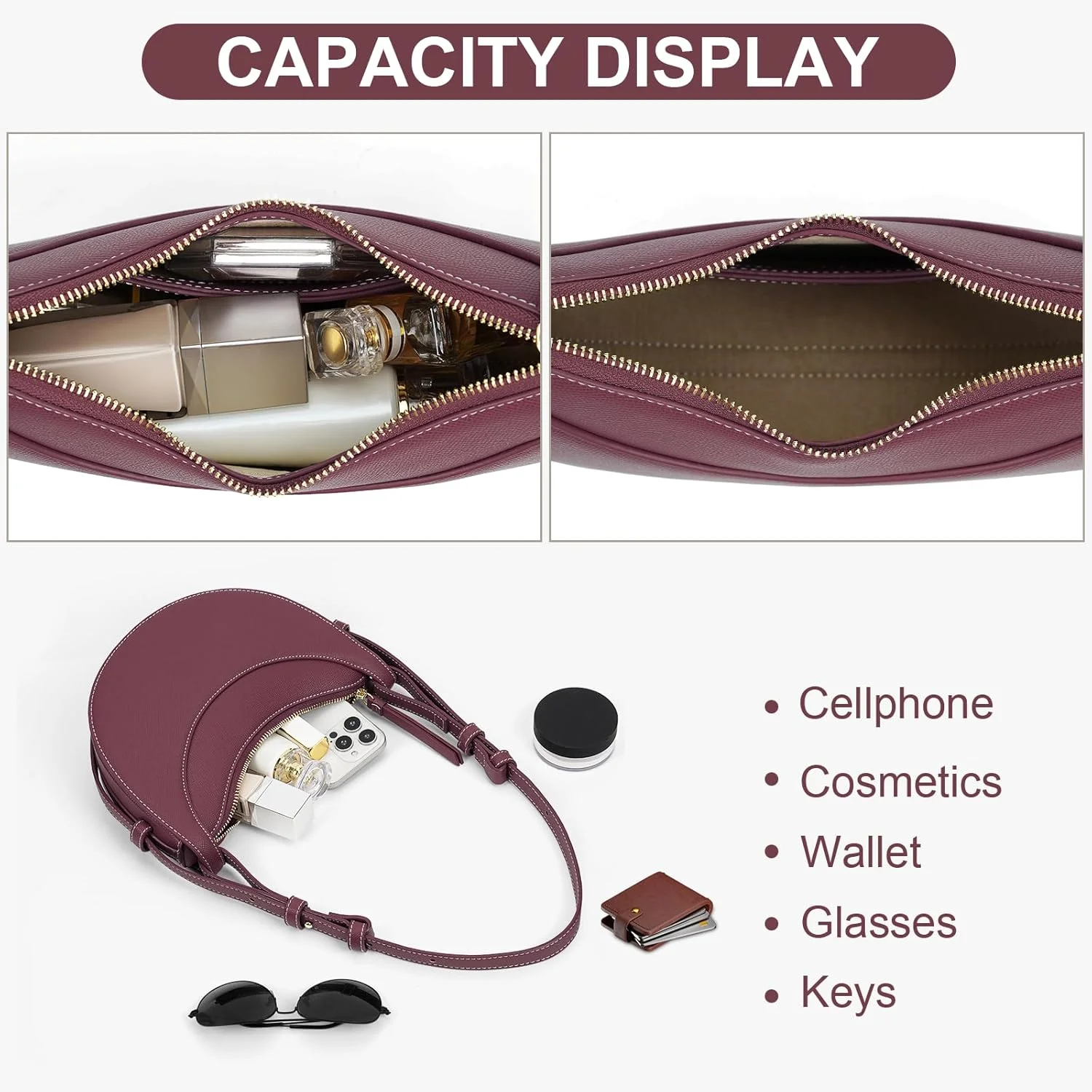 کیف دوشی زنانه، کیف هلالی، کیف کراس بادی ترندی، کیف دستی مدل هوبو