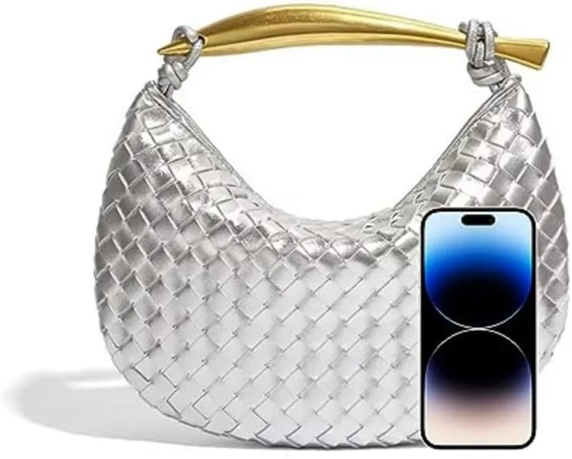 کیف دستی بافت چرمی زنانه، کیف کلاچ طراح مد، کیف دامپلینگ، کیف هوبو کوچک شیک و جذاب زنانه