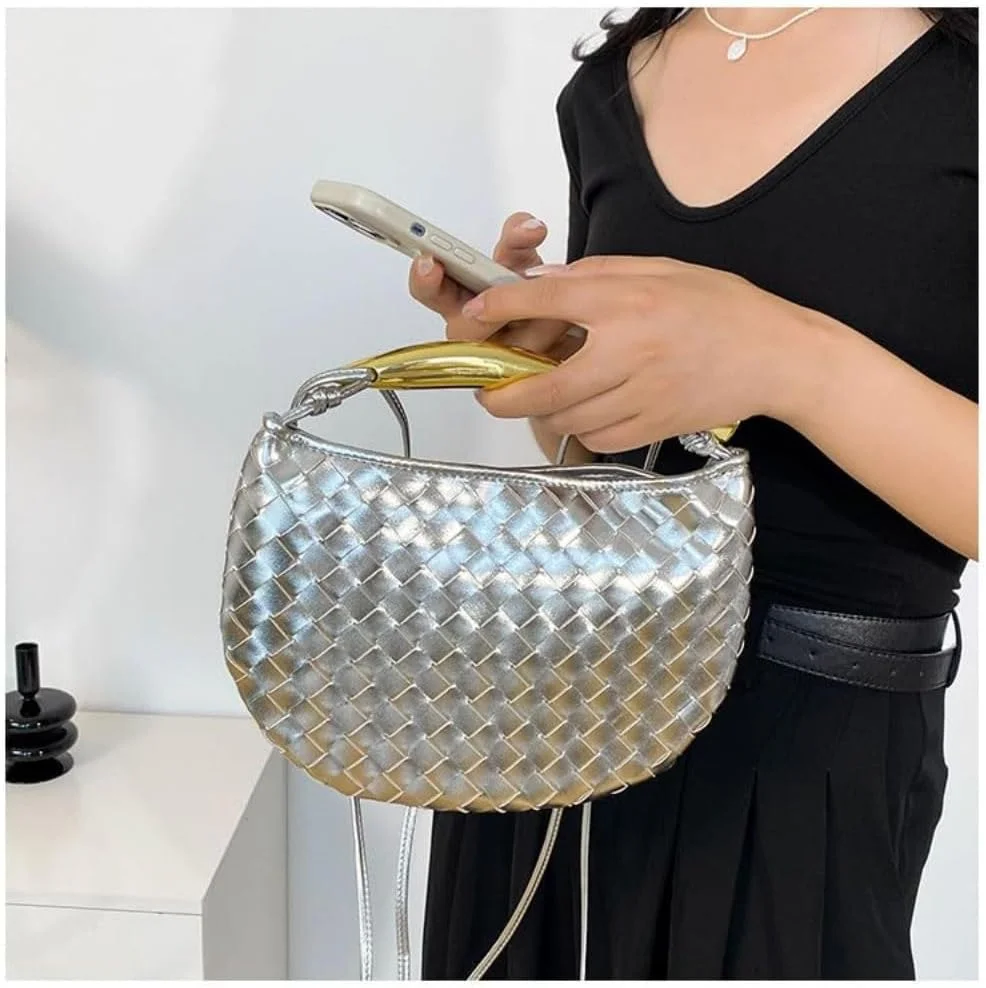 کیف دستی بافت چرمی زنانه، کیف کلاچ طراح مد، کیف دامپلینگ، کیف هوبو کوچک شیک و جذاب زنانه