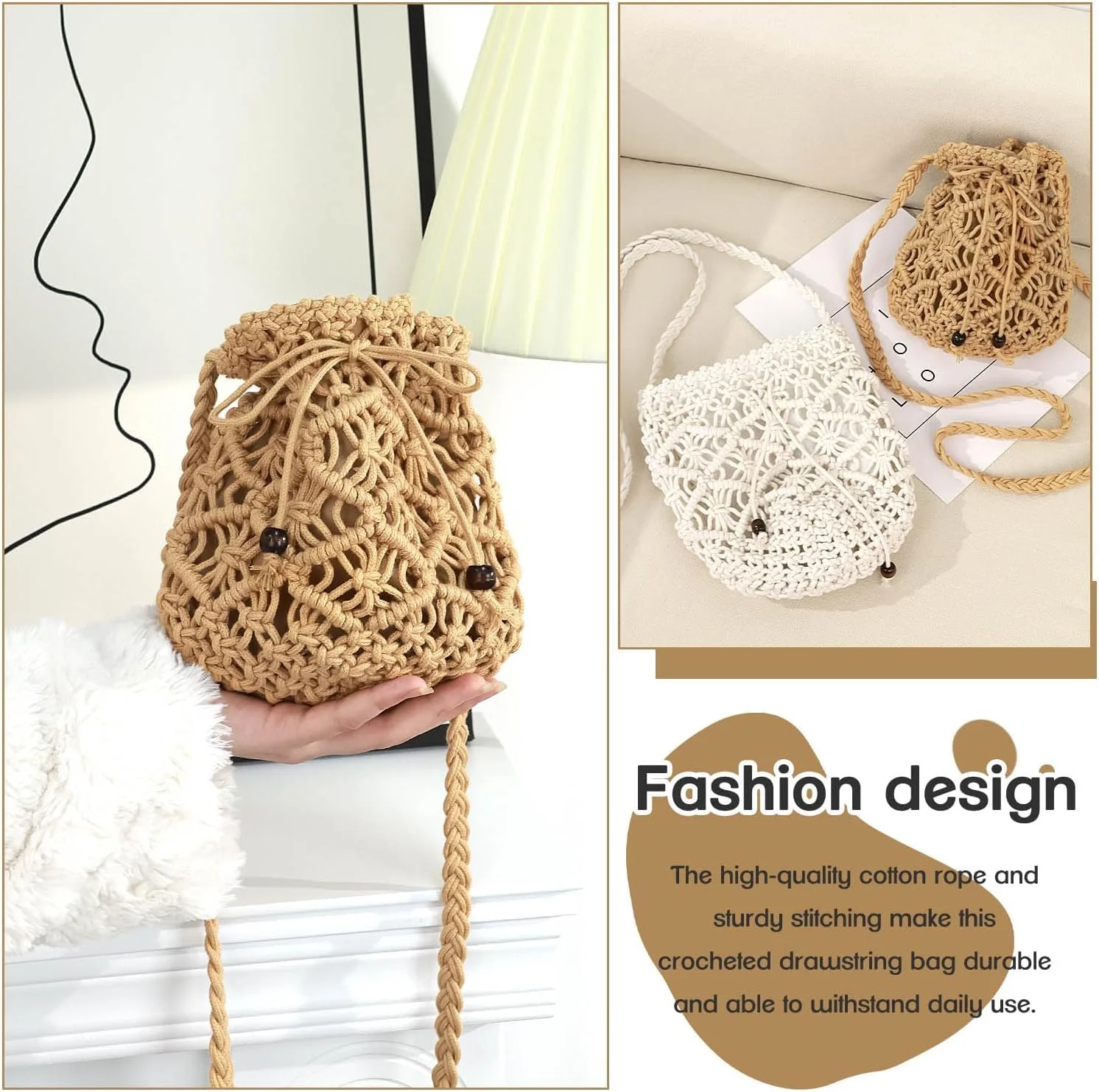 کیف دستی حصیری رودوشی غیر رسمی NALACAL - کیف ساحلی بافتنی، کیف شیک تابستانی با زنجیر