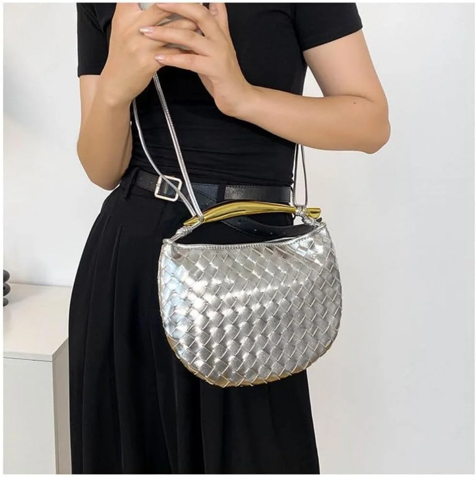 کیف دستی بافت چرمی زنانه، کیف کلاچ طراح مد، کیف دامپلینگ، کیف هوبو کوچک شیک و جذاب زنانه