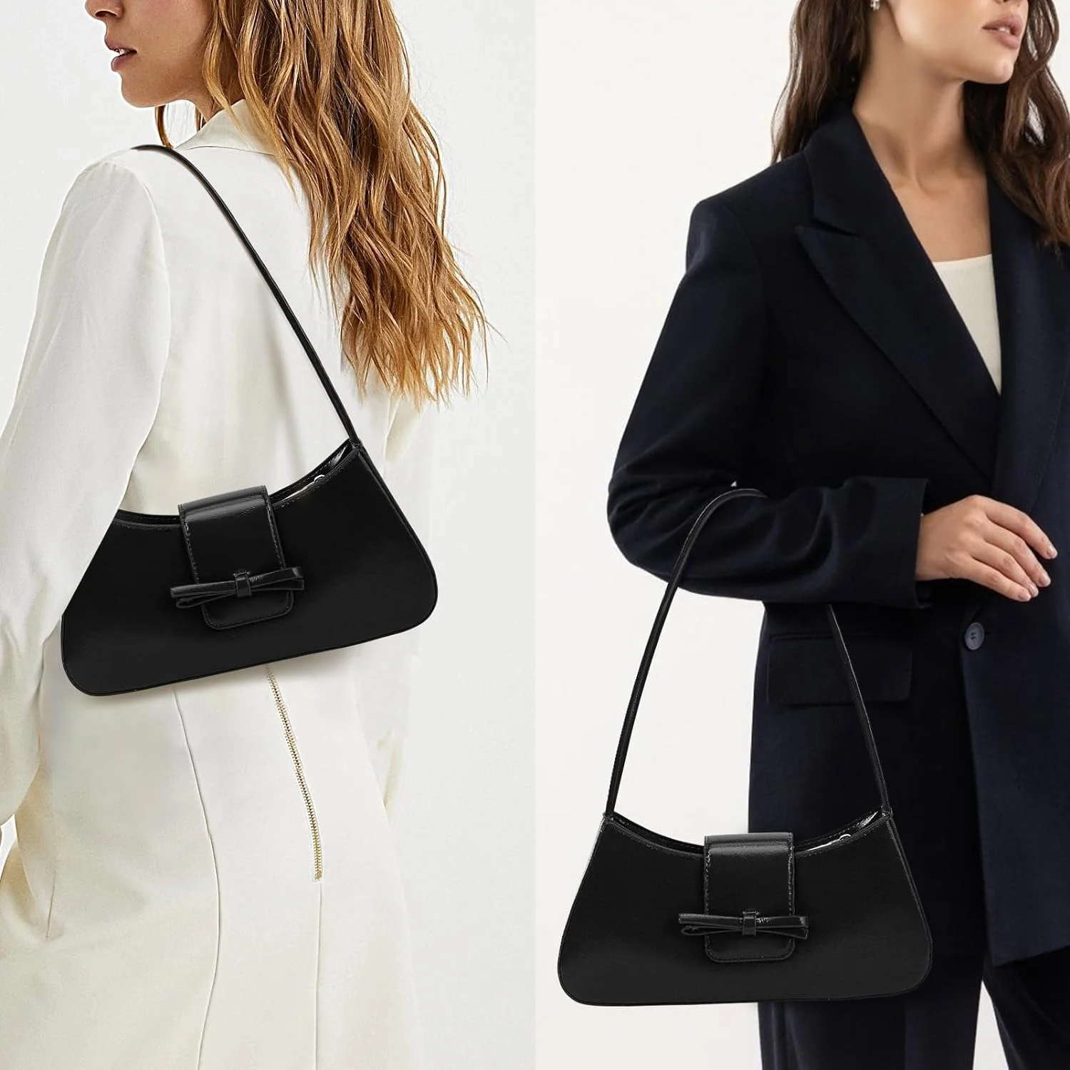 کیف دوشی مشکی NALACAL، کیف دستی زنانه، کیف پاپیونی زنانه، کیف دستی های Y2k Hobo، کیف Satchel، کلاچ مد روز، کیف مشکی، کیف زیر بغل Y2k چرم مصنوعی