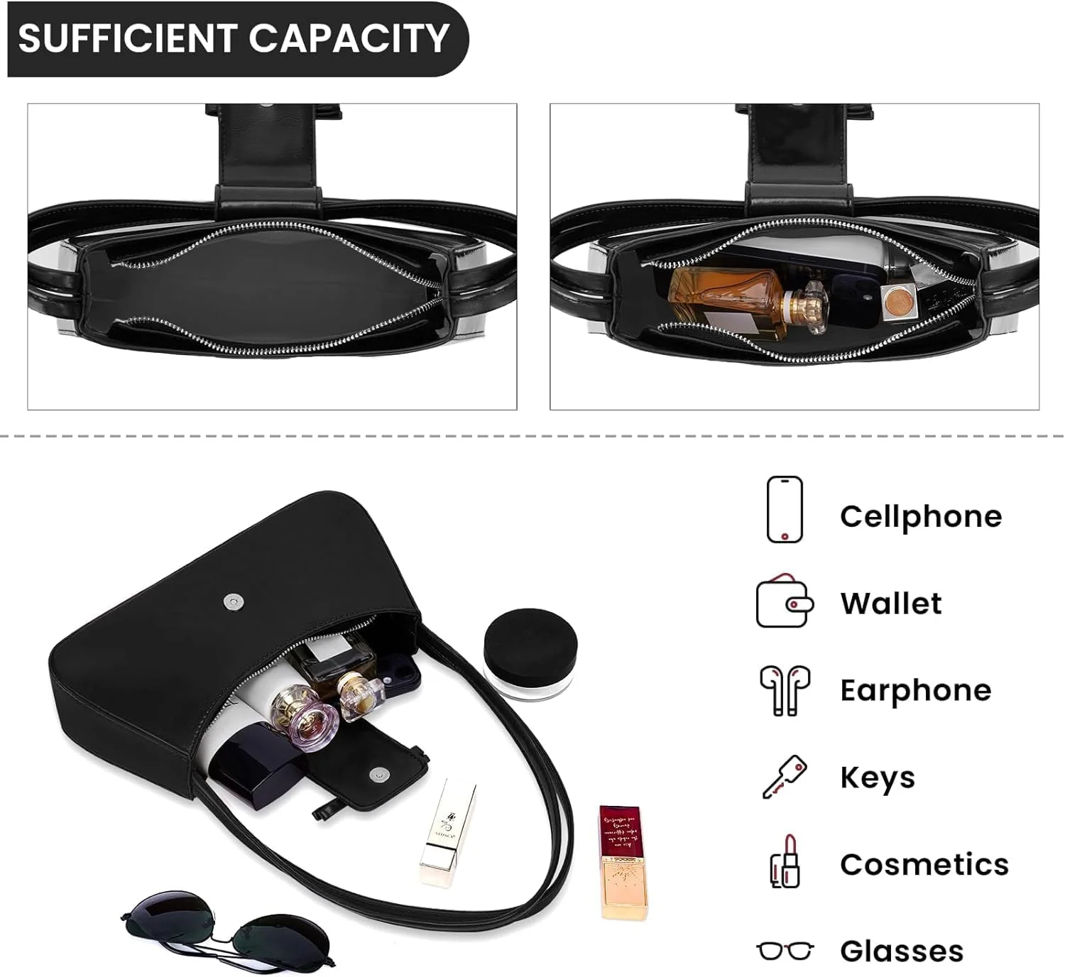 کیف دوشی مشکی NALACAL، کیف دستی زنانه، کیف پاپیونی زنانه، کیف دستی های Y2k Hobo، کیف Satchel، کلاچ مد روز، کیف مشکی، کیف زیر بغل Y2k چرم مصنوعی