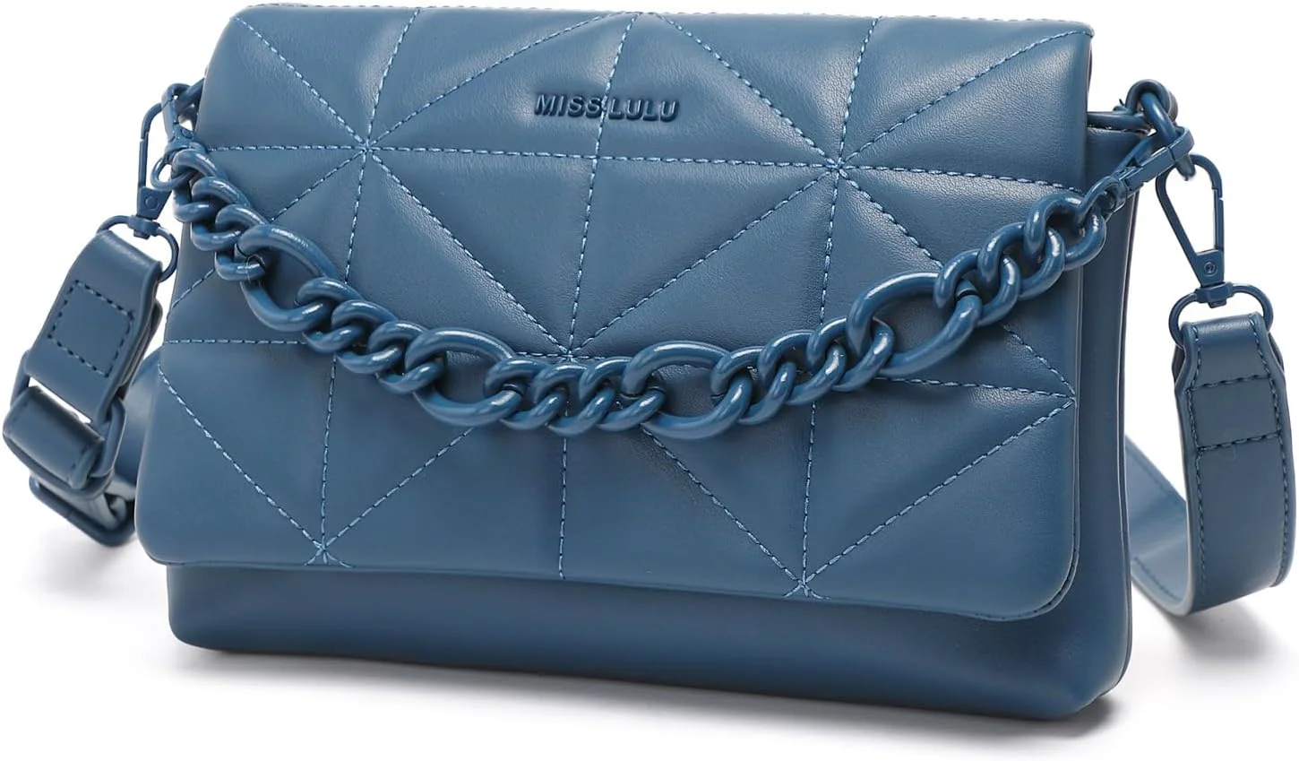 کیف دوشی کوچک زنانه Miss Lulu، کیف دستی نرم و کلاسیک طرح‌دار با بند پهن، چرم مصنوعی ضدآب، کیف شانه‌ای تلفن همراه، هدیه دخترانه