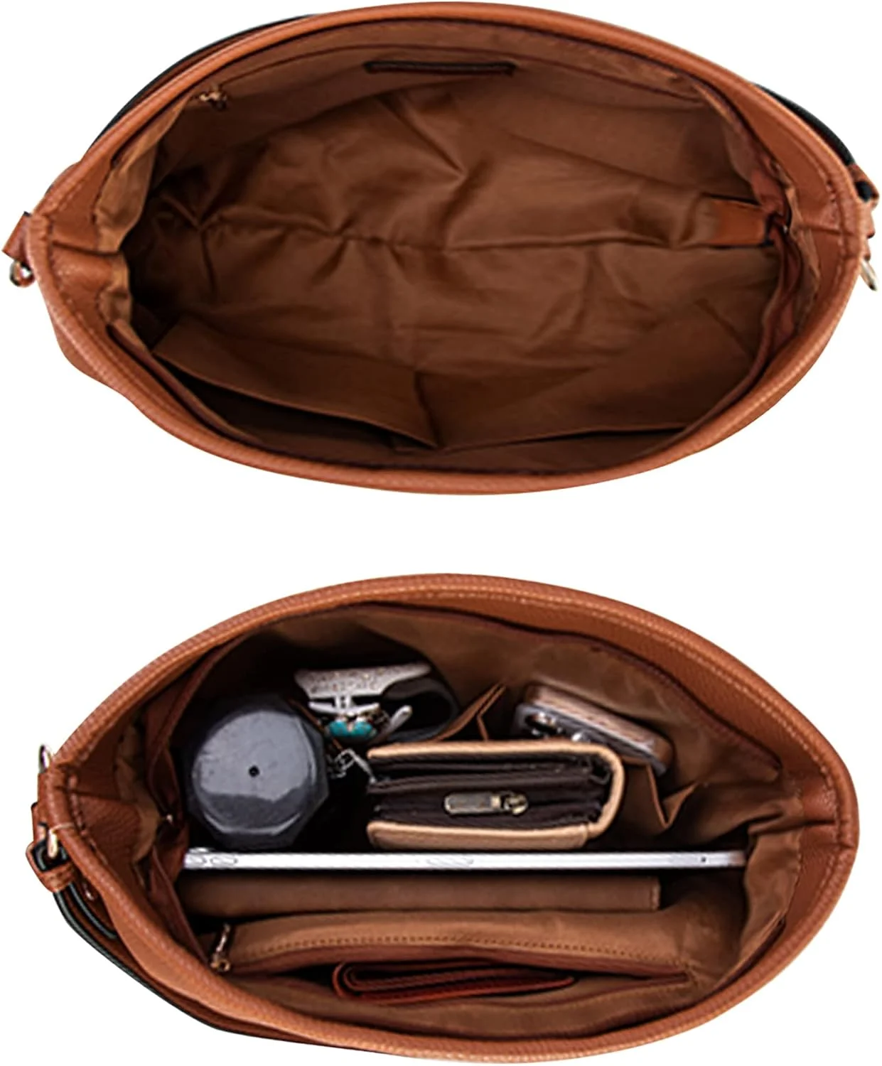 کیف های دستی زنانه Montana West، کیف های شانه ای دسته دار ساده و کلاسیک، قهوه ای Z