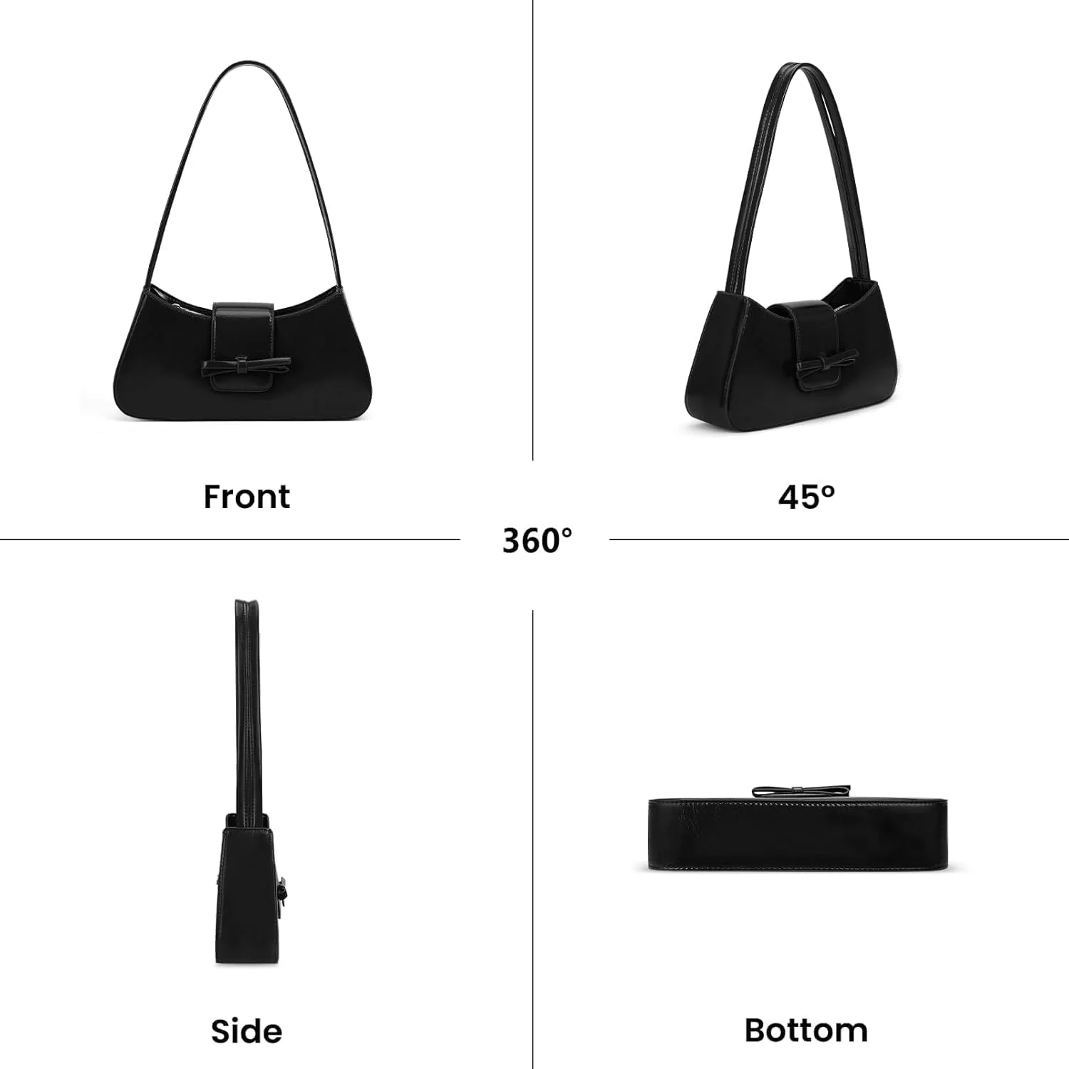 کیف دوشی مشکی NALACAL، کیف دستی زنانه، کیف پاپیونی زنانه، کیف دستی های Y2k Hobo، کیف Satchel، کلاچ مد روز، کیف مشکی، کیف زیر بغل Y2k چرم مصنوعی