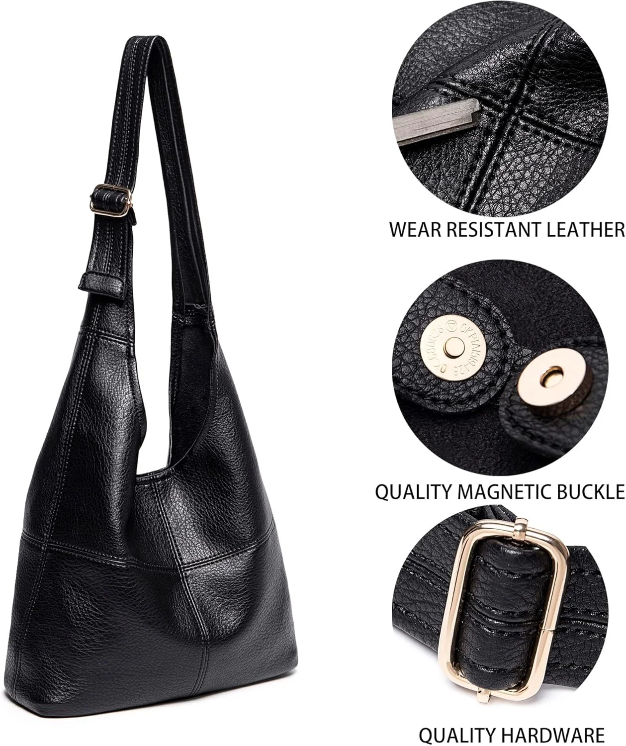 کیف دوشی زنانه Montana West، فوق العاده نرم و تاشو به همراه کیف سکه، MWC2-122BK، مشکی