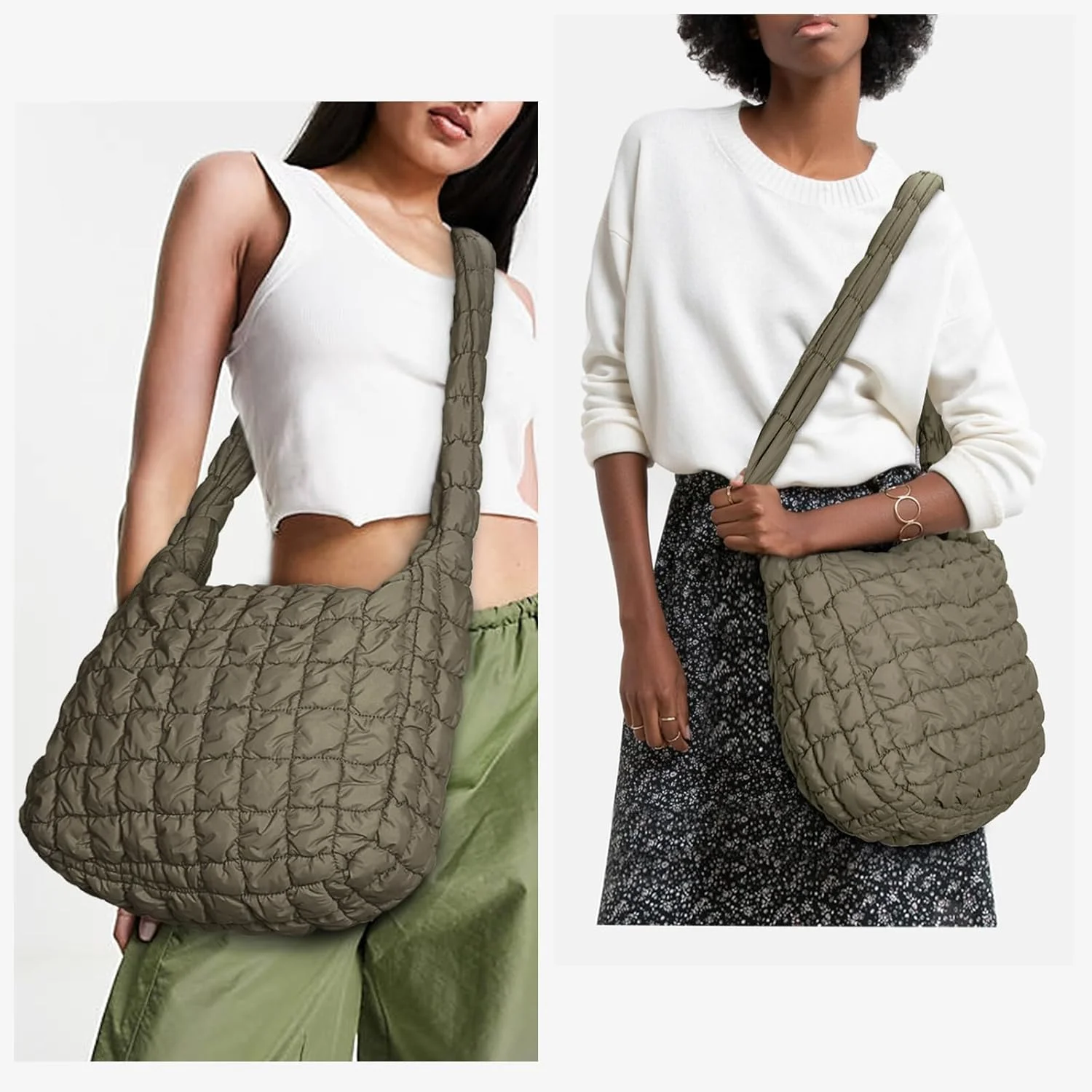 کیف دستی لحافی YFGBCX زنانه، کیف پفی، کیف سبک وزن، کیف شانه ای با لایه گذاری