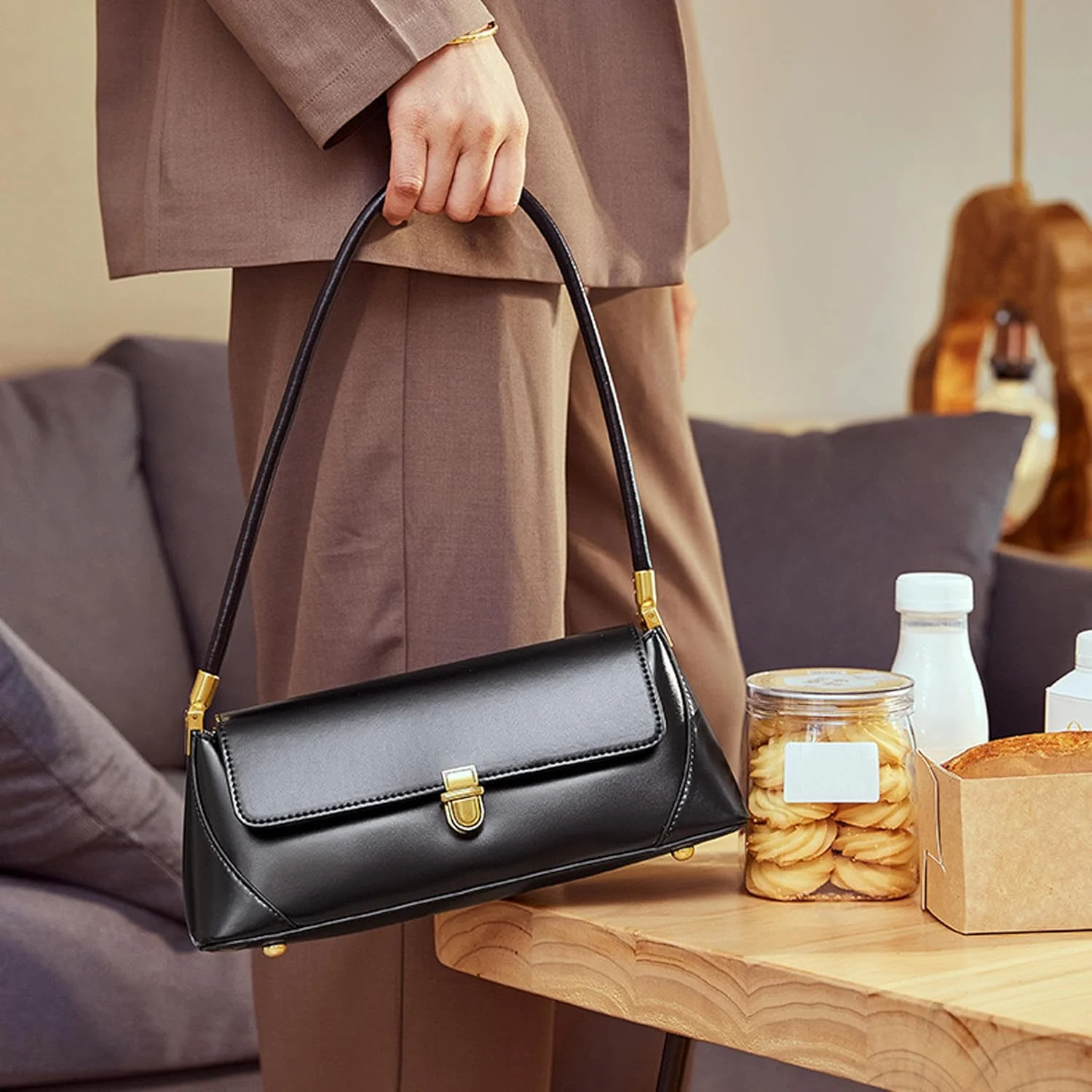 کیف دوشی کوچک زنانه، کیف دستی چرمی مینی با بست سگکی کیف دوشی کوچک زنانه، کیف دستی چرمی مینی با بست سگکی