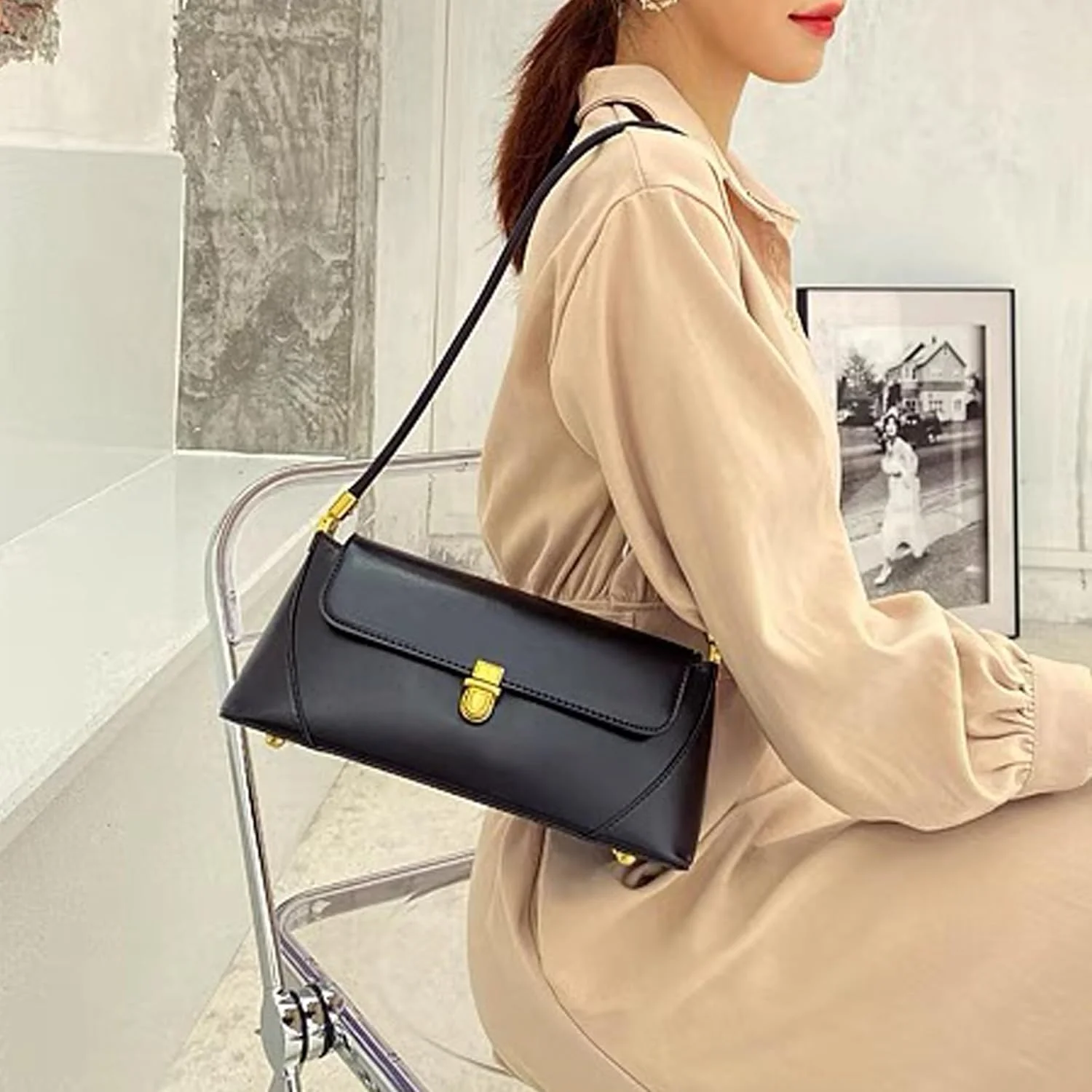 کیف دوشی کوچک زنانه، کیف دستی چرمی مینی با بست سگکی کیف دوشی کوچک زنانه، کیف دستی چرمی مینی با بست سگکی