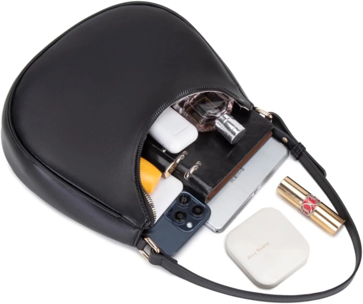 کیف دوشی هلالی زنانه، کیف دستی جادار و شیک، کیف کلاچ کوچک با زیپ