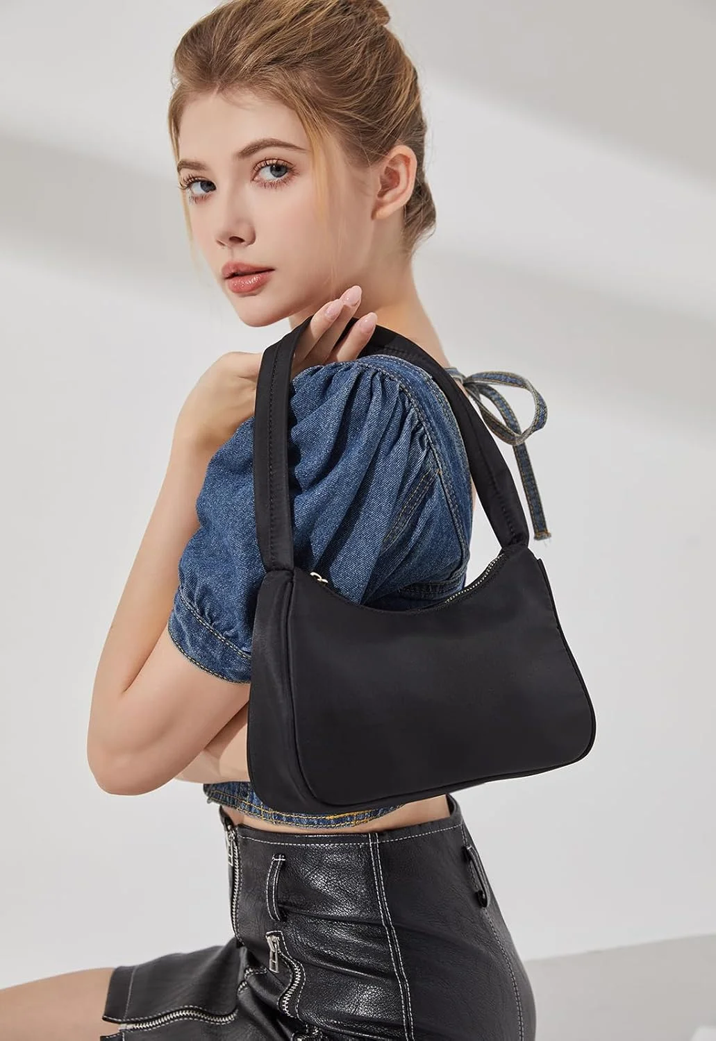 کیف دوشی نایلونی کوچک YIKOEE زنانه، کیف دستی مینیاتوری ظریف زنانه با بست زیپی کیف دوشی نایلونی کوچک YIKOEE زنانه، کیف دستی مینیاتوری ظریف زنانه با بست زیپی