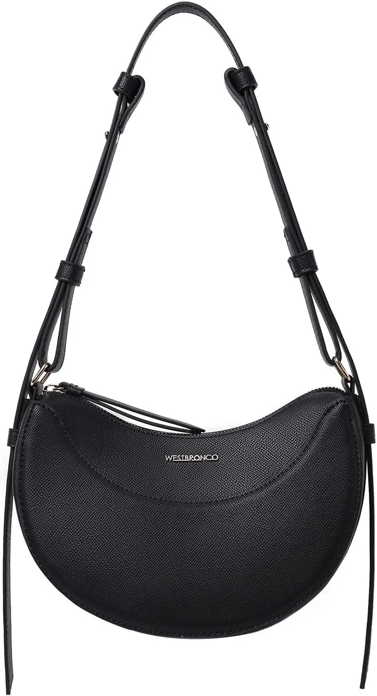 کیف دوشی هلالی زنانه وست برونکو، کیف کراس بادی چرمی، کیف دستی دوشی طراح دار، کیف مدل Hobo