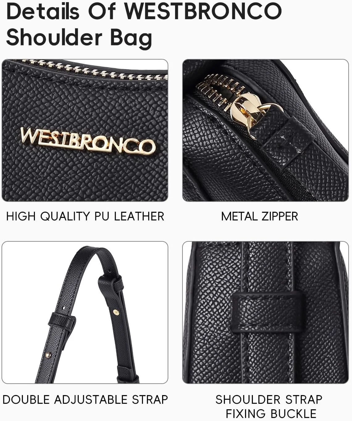 کیف دوشی هلالی زنانه وست برونکو، کیف کراس بادی چرمی، کیف دستی دوشی طراح دار، کیف مدل Hobo