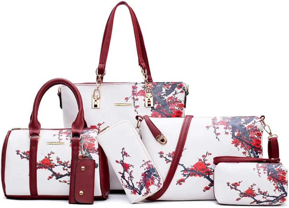 ست کیف دستی و کیف زنانه 2E-youth شامل کیف بزرگ، کیف دستی کوچک، کیف دوشی و کیف پول