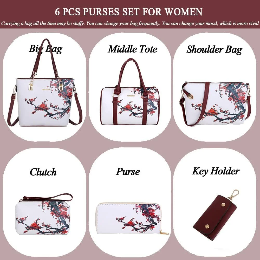 ست کیف دستی و کیف زنانه 2E-youth شامل کیف بزرگ، کیف دستی کوچک، کیف دوشی و کیف پول