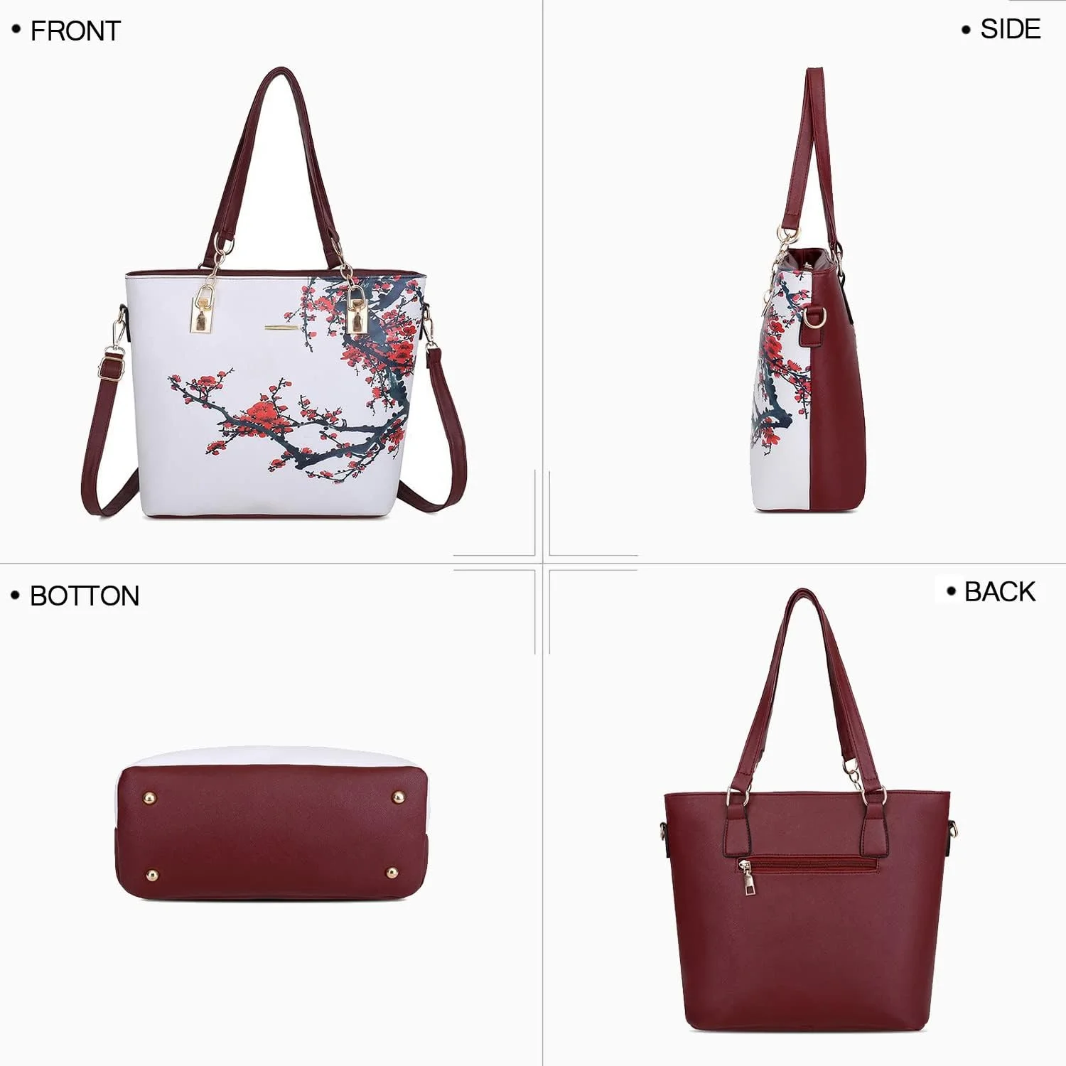 ست کیف دستی و کیف زنانه 2E-youth شامل کیف بزرگ، کیف دستی کوچک، کیف دوشی و کیف پول