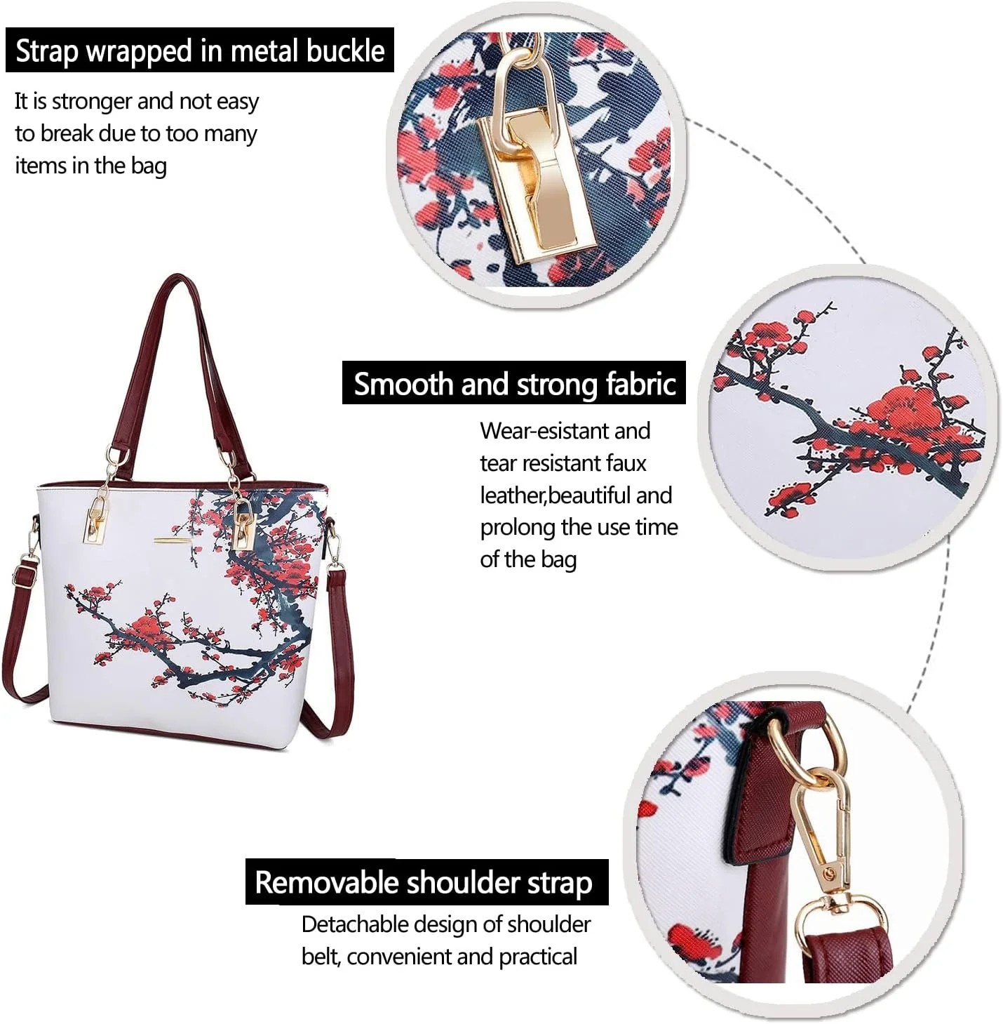 ست کیف دستی و کیف زنانه 2E-youth شامل کیف بزرگ، کیف دستی کوچک، کیف دوشی و کیف پول