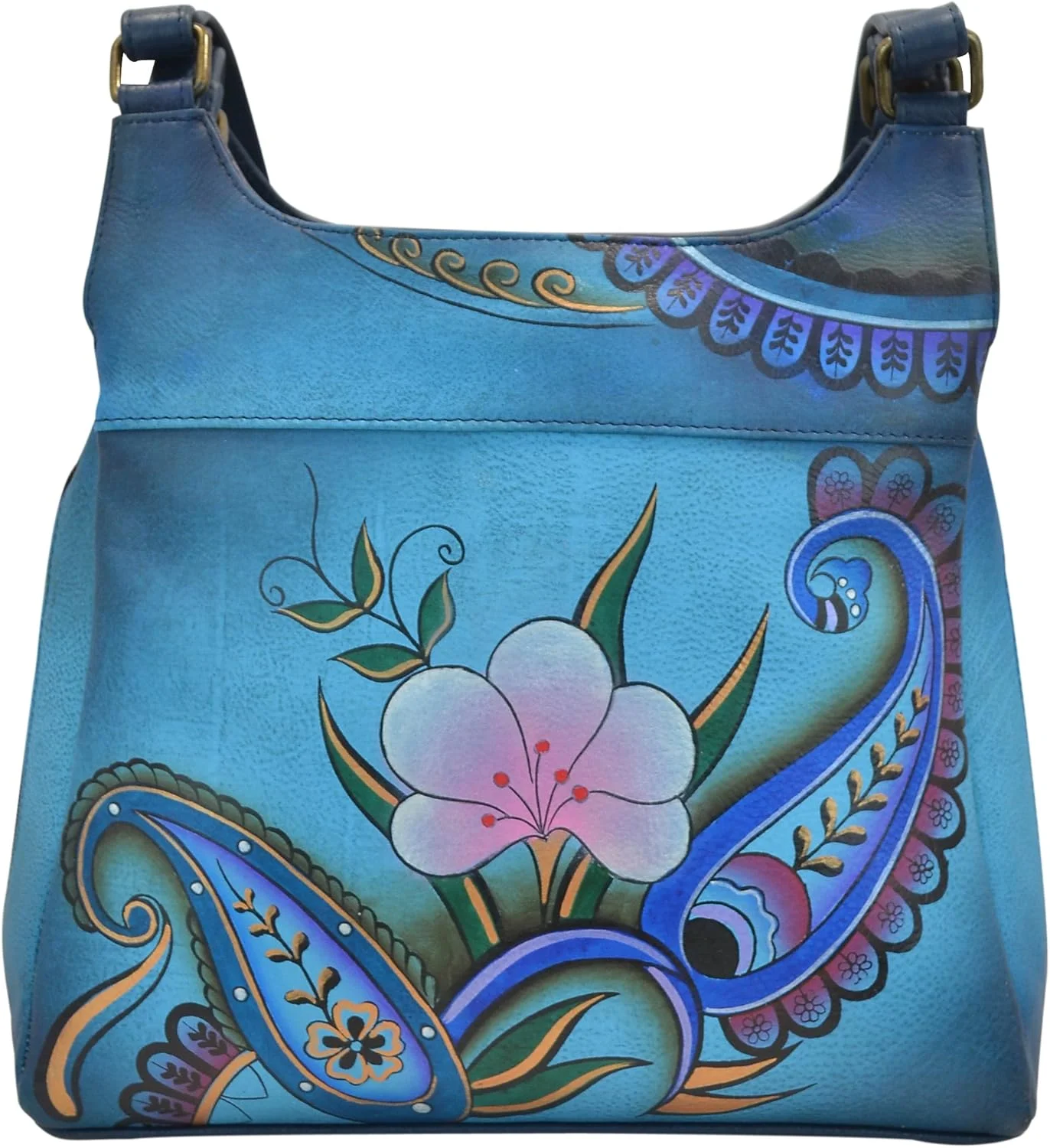 کیف دستی سه محفظه ای چرمی اصل با طرح نقاشی شده دستی آنا بای آنوشکا