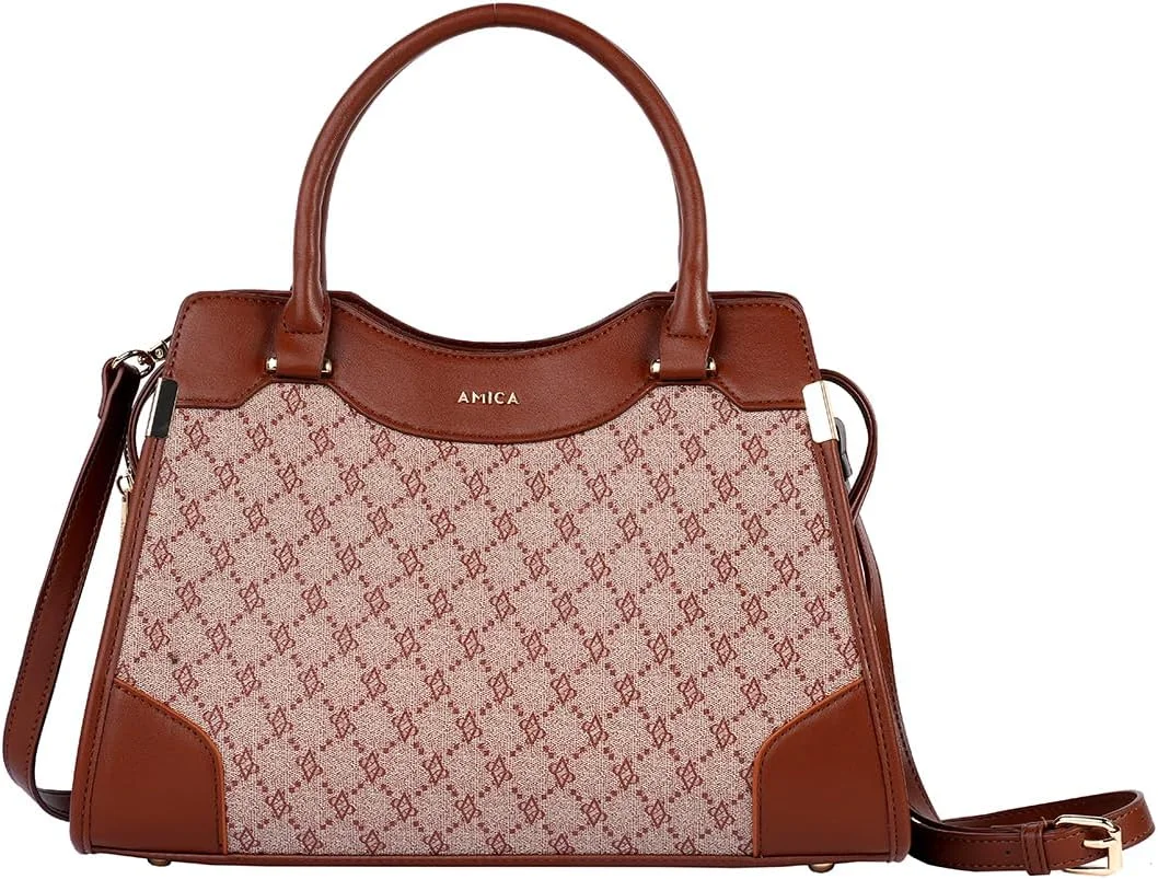 کیف دستی چرمی زنانه آمیکا فالون با طرح مونوگرام
