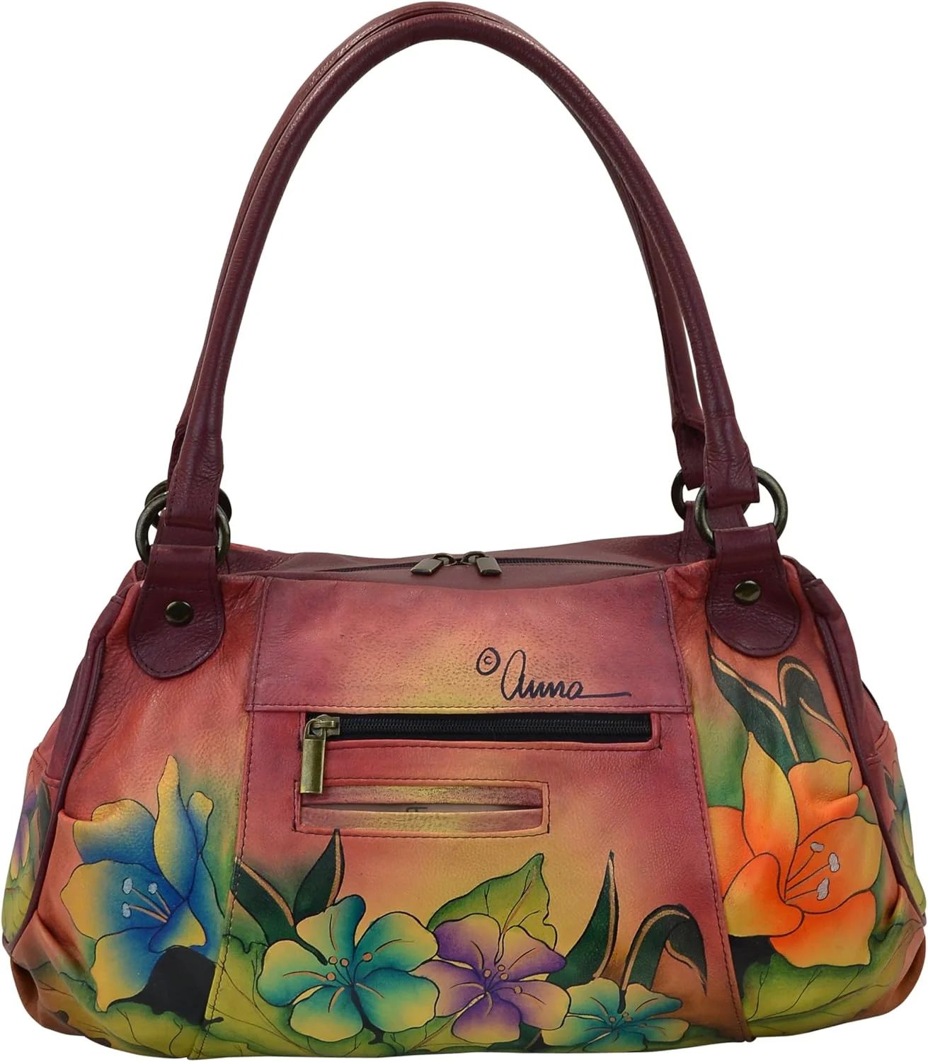 کیف دوشی زنانه آنا بای آنوشکا از چرم طبیعی طرح‌دار