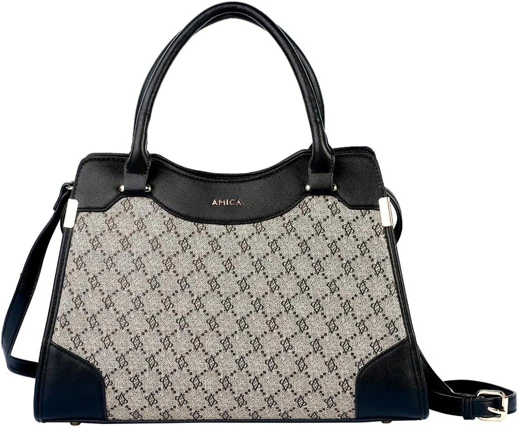 کیف دستی چرمی زنانه آمیکا فالون با طرح مونوگرام