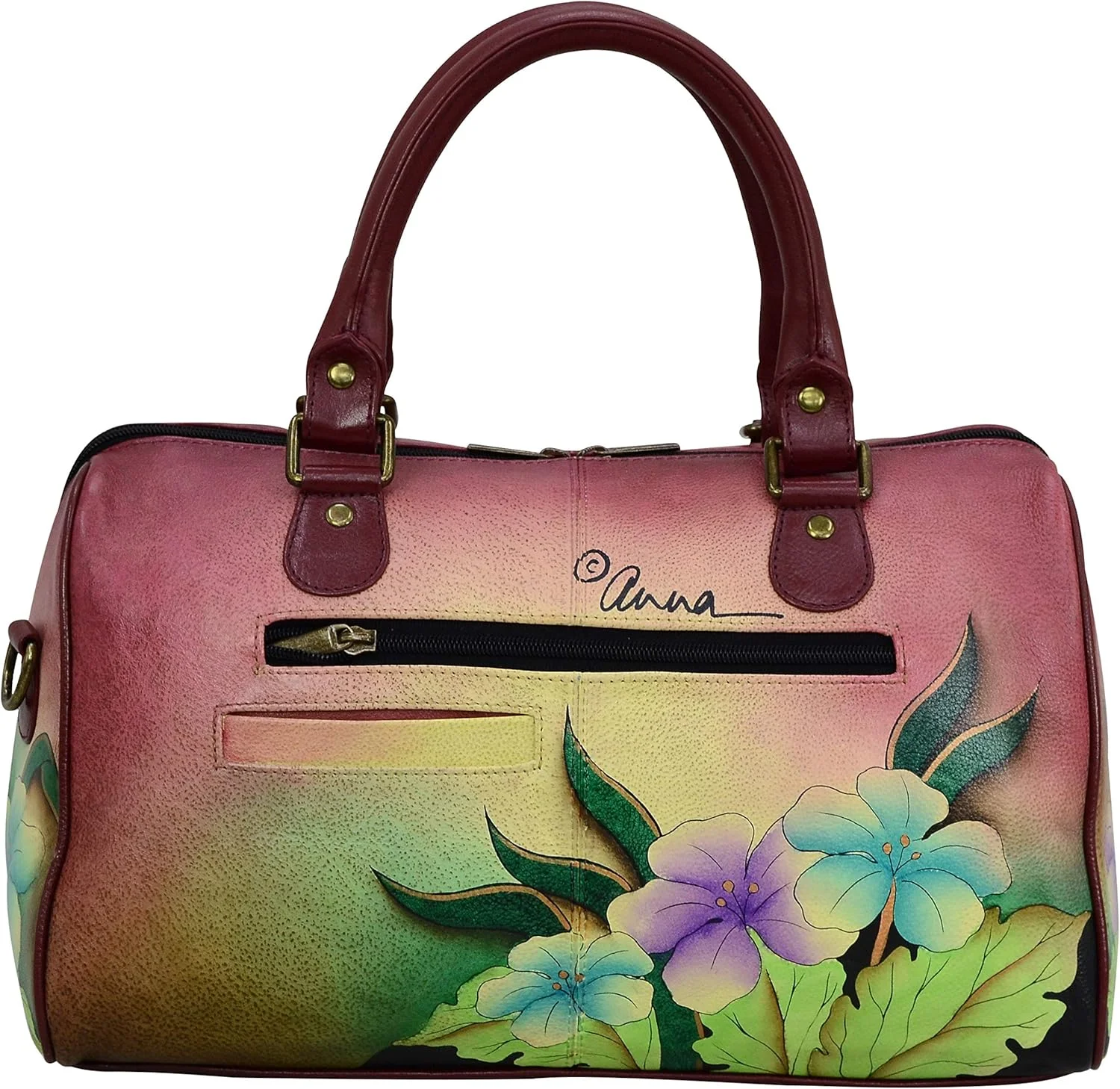 کیف دستی زنانه چرمی اصل آنا بای آنوشکا | زیپ دور | طرح هنری اورجینال نقاشی شده با دست