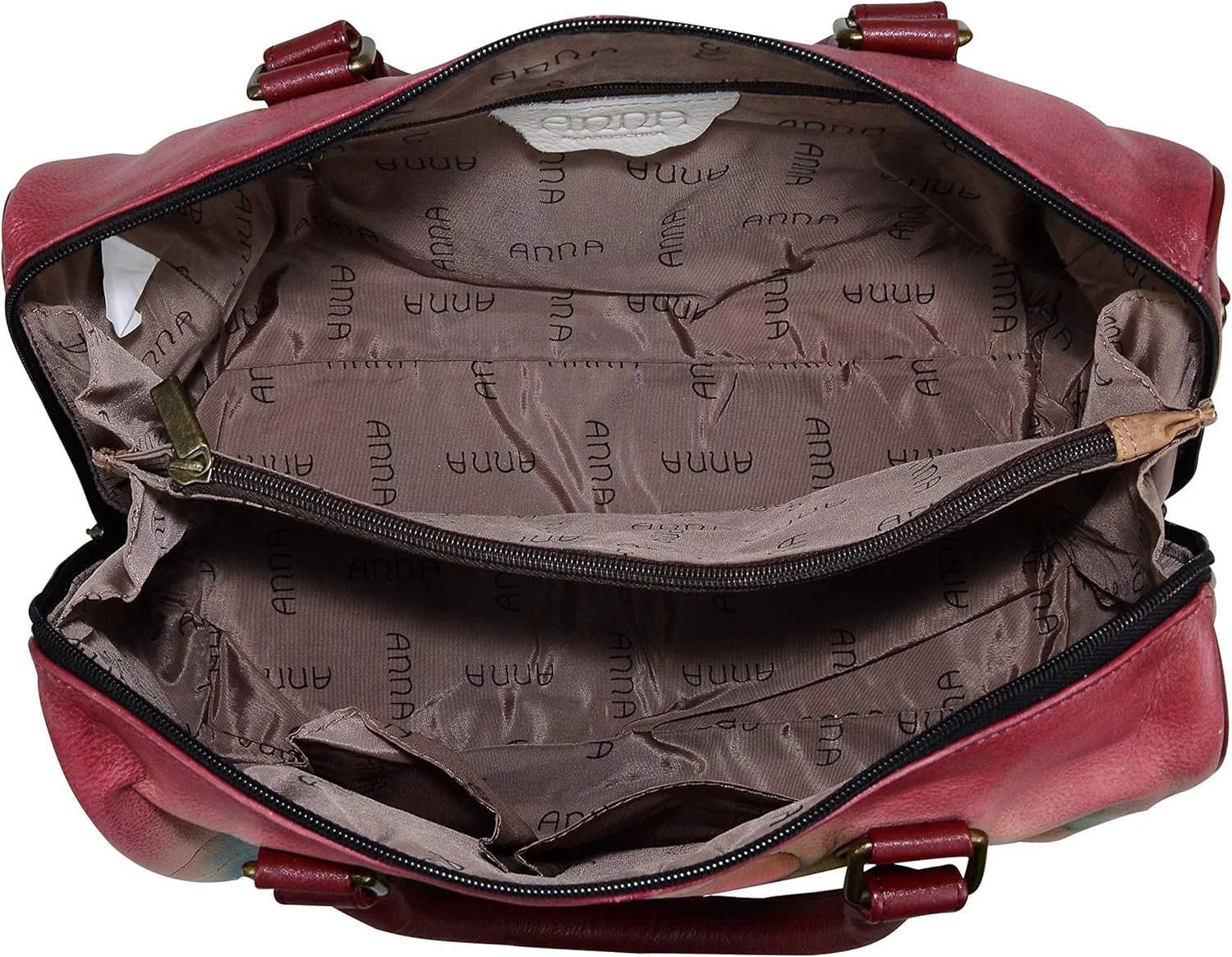 کیف دستی زنانه چرمی اصل آنا بای آنوشکا | زیپ دور | طرح هنری اورجینال نقاشی شده با دست