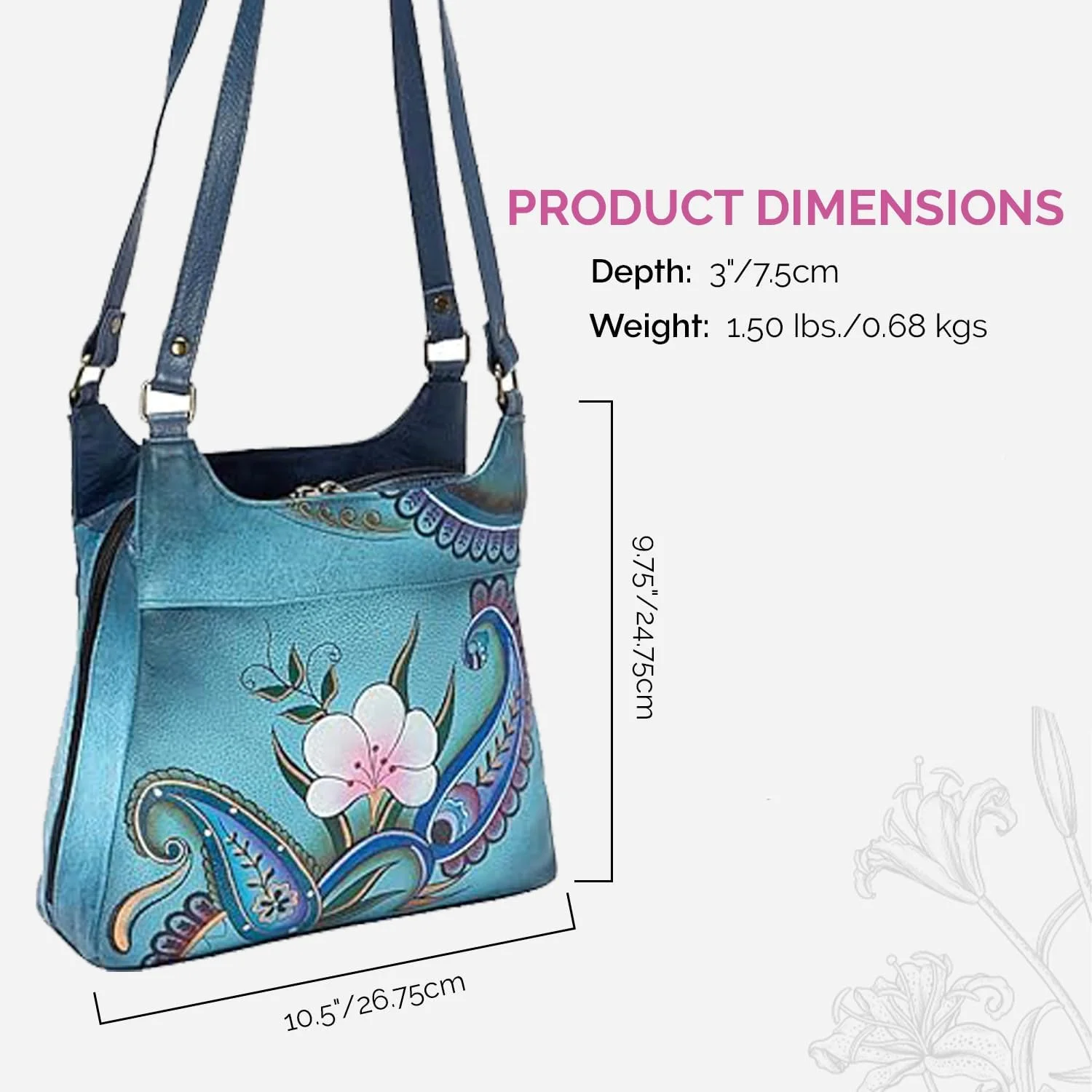 کیف دستی سه محفظه ای چرمی اصل با طرح نقاشی شده دستی آنا بای آنوشکا