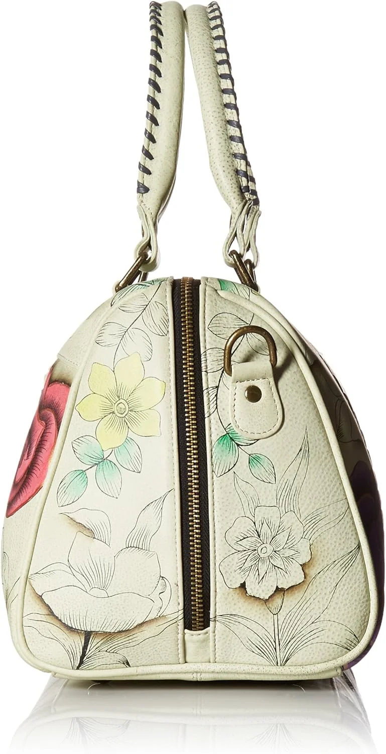 کیف دستی چرمی زنانه آنا بای آنوشکا با طرح نقاشی دستی و زیپ سرتاسری