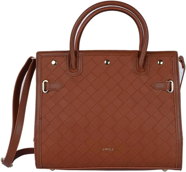 کیف دستی زنانه چرمی بافت مدل ماکدا با دسته‌های بالایی