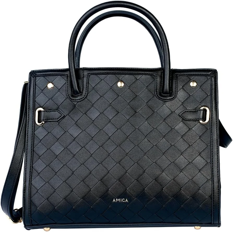 کیف دستی زنانه بافت چرمی ماکدا آمیکا با دسته‌های بالایی