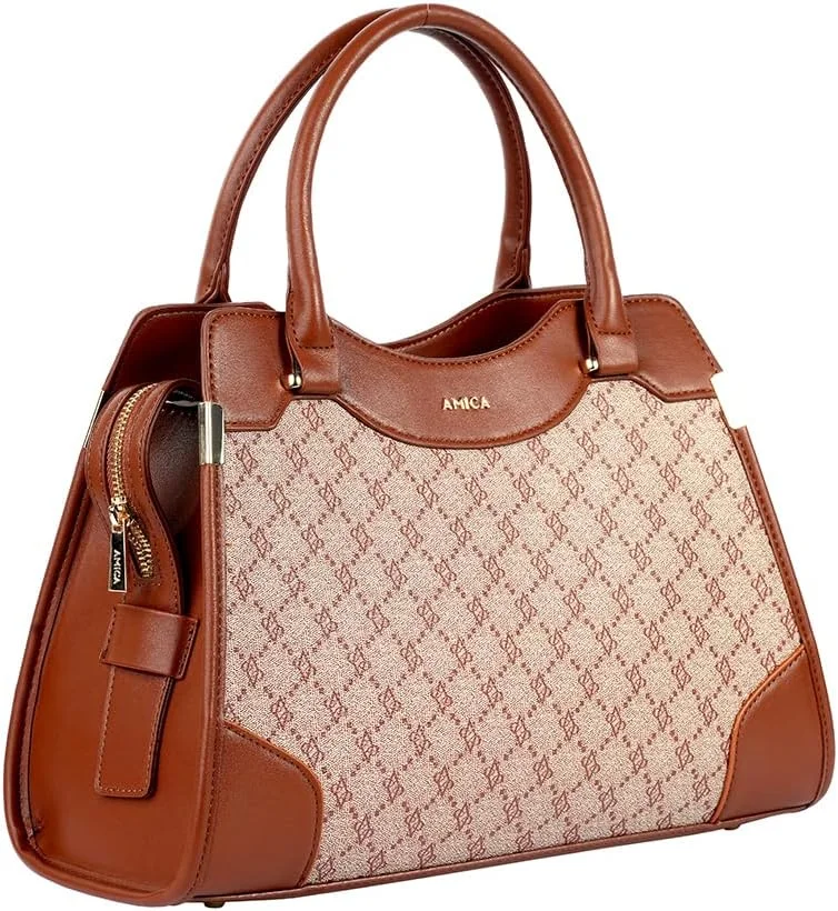 کیف دستی چرمی زنانه آمیکا فالون با طرح مونوگرام کیف دستی چرمی زنانه آمیکا فالون با طرح مونوگرام