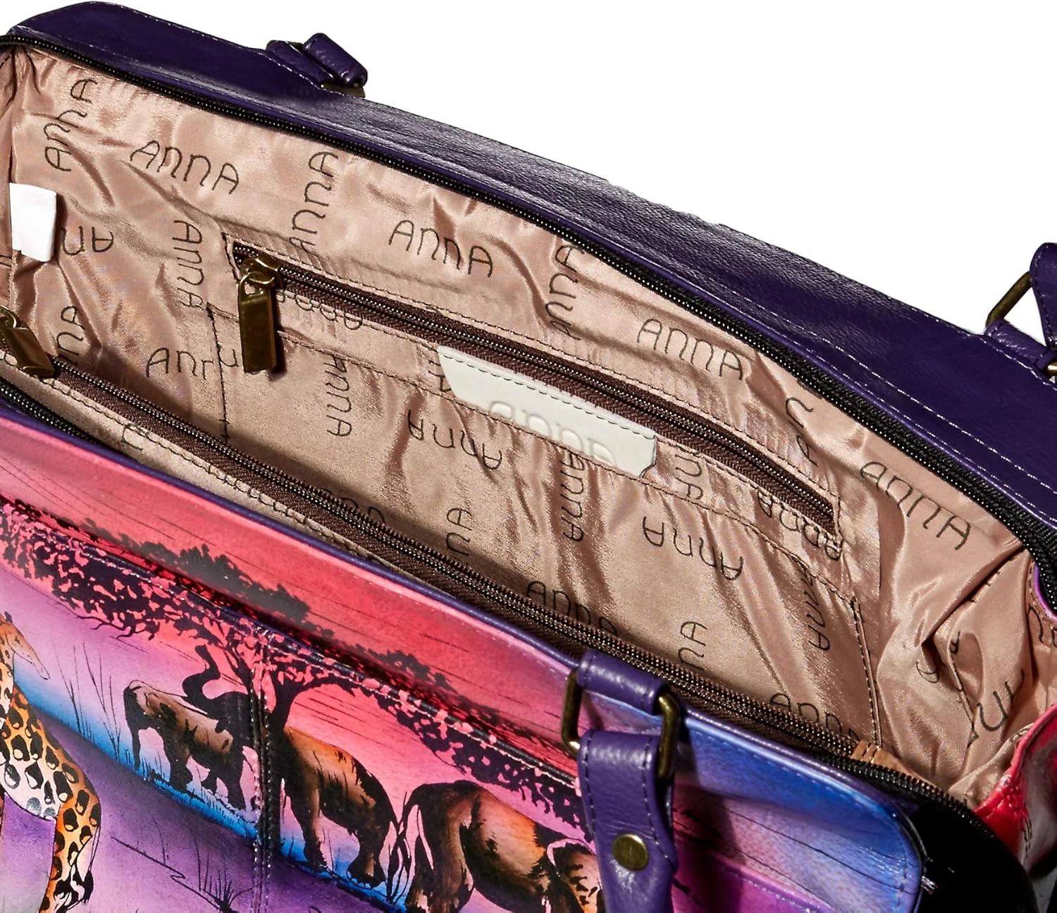 کیف دستی زنانه آنا اثر آنوشکا، کیف بزرگ چرمی نقاشی شده دستی، کیف دوشی چرمی اصل زنانه، اثر هنری اورجینال نقاشی شده دستی (تک عددی)