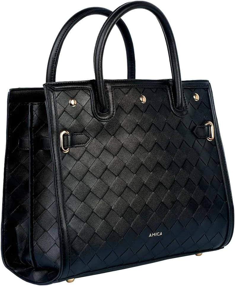 کیف دستی زنانه بافت چرمی ماکدا آمیکا با دسته‌های بالایی