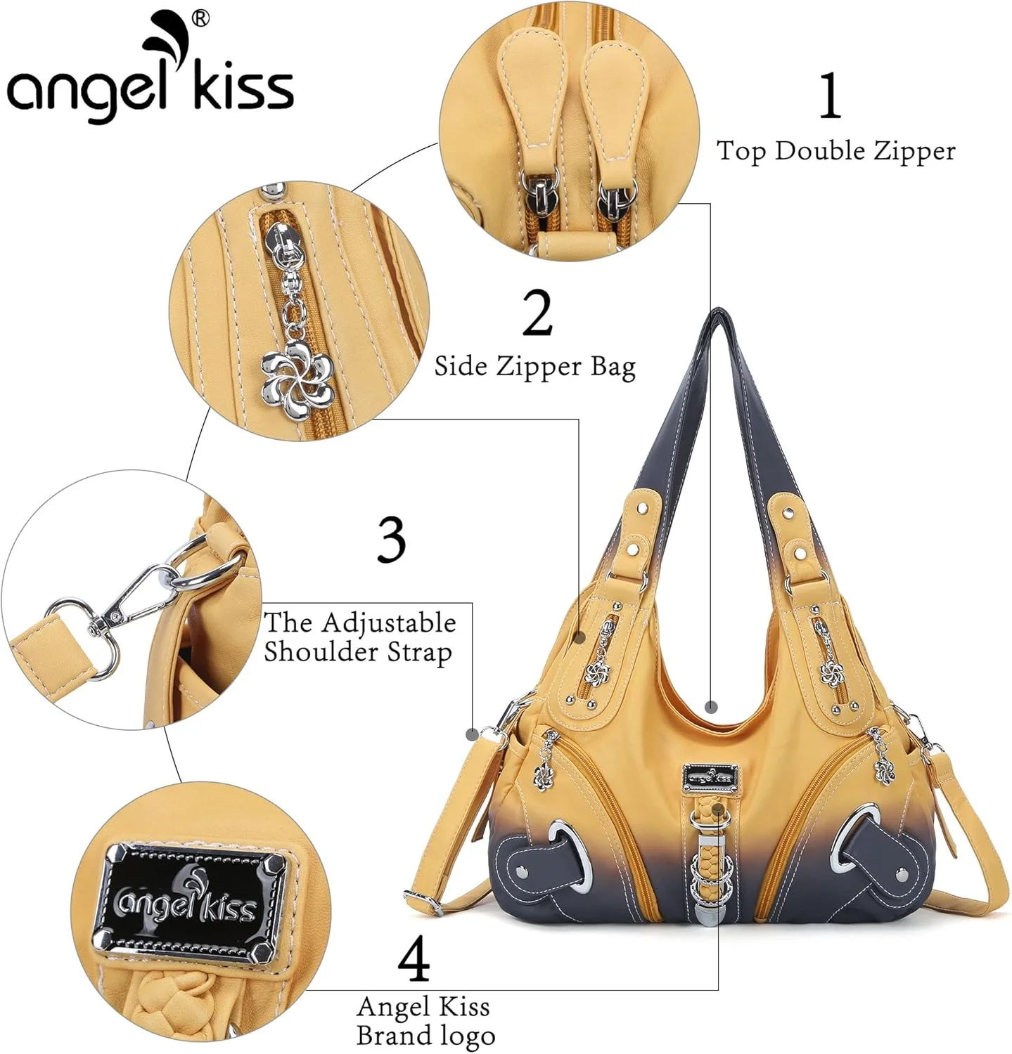 کیف دستی زنانه Angel Kiss مدل Ak11282z، شیک، چند منظوره، ساده، به سبک اروپایی و آمریکایی